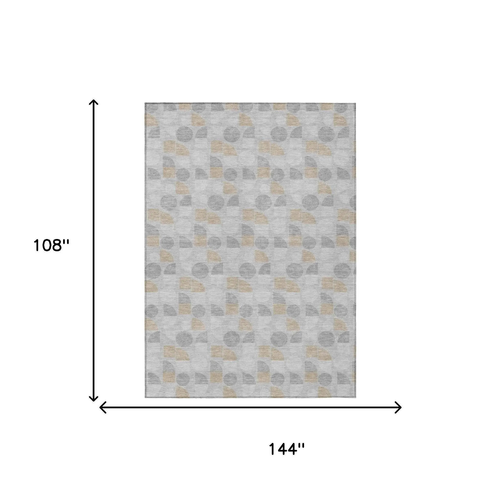 9' X 12' Silver And Gray Geometric Washable Indoor Outdoor Area Rug Homeroots Outdoor