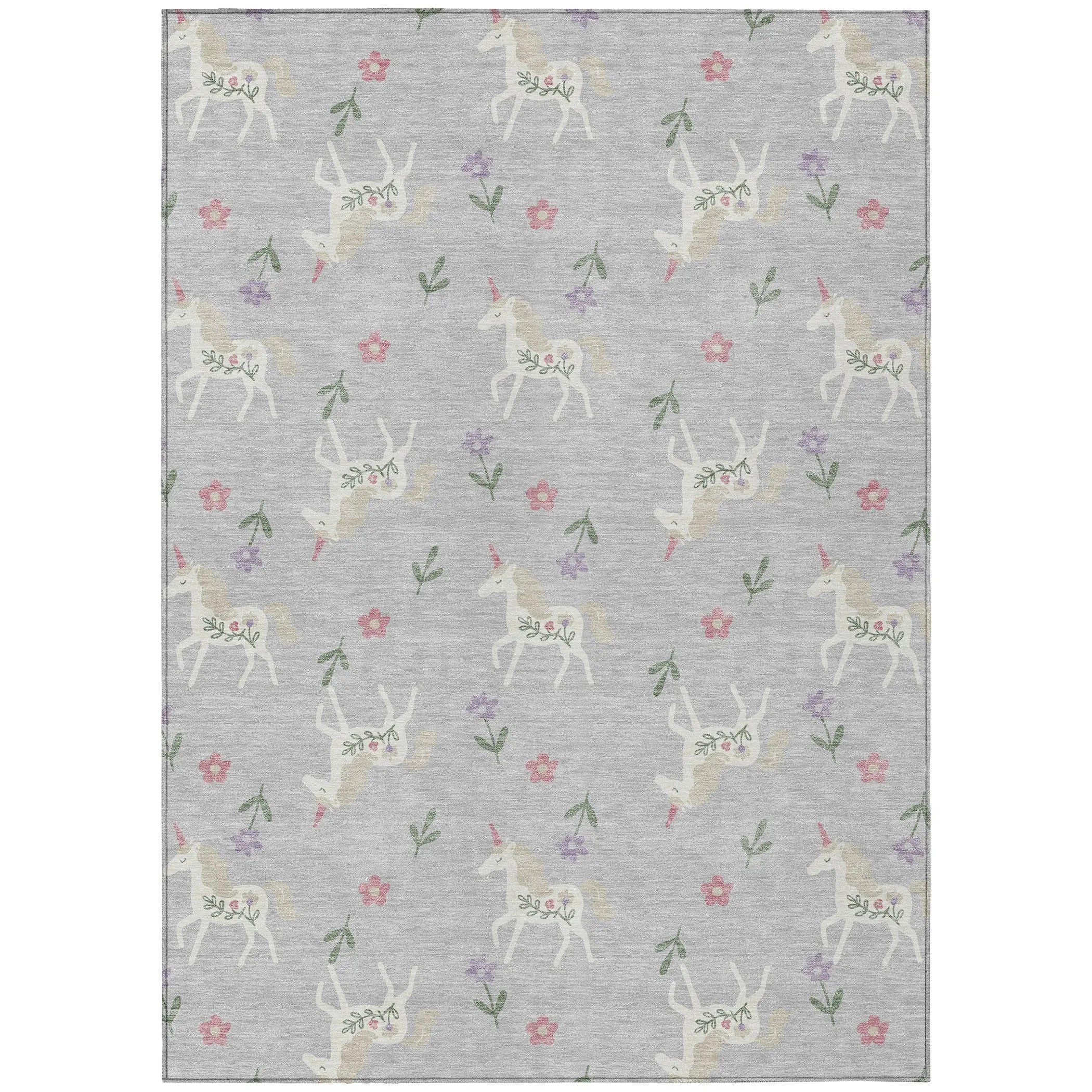9' X 12' Silver And Ivory Floral Washable Indoor Outdoor Area Rug Homeroots Outdoor