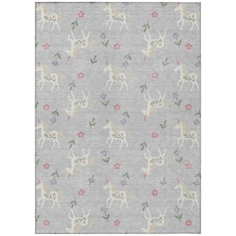 9' X 12' Silver And Ivory Floral Washable Indoor Outdoor Area Rug Homeroots Outdoor