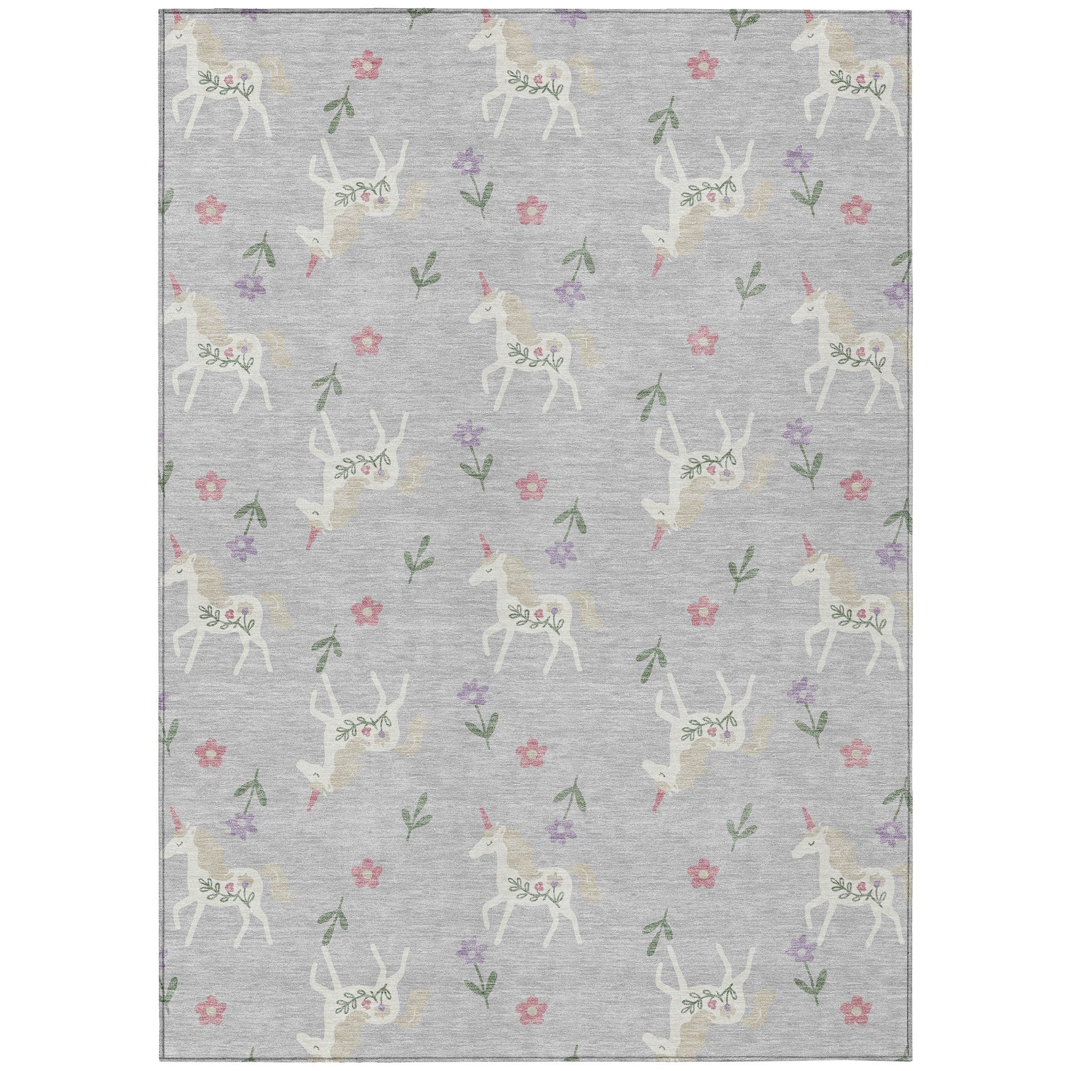 9' X 12' Silver And Ivory Floral Washable Indoor Outdoor Area Rug Homeroots Outdoor