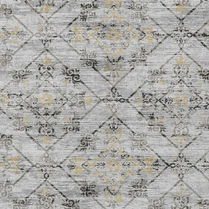 9' X 12' Silver And Ivory Geometric Washable Indoor Outdoor Area Rug Homeroots Outdoor