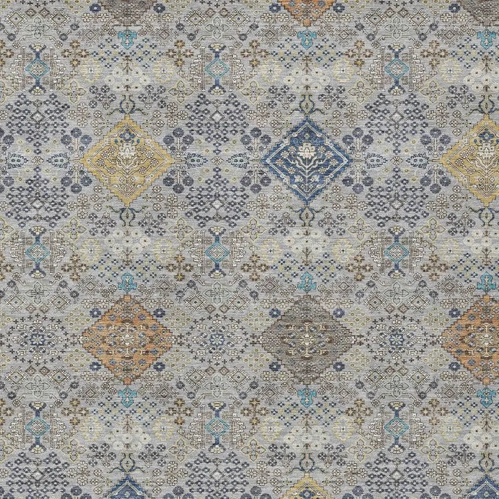 9' X 12' Silver And Navy Blue Oriental Washable Indoor Outdoor Area Rug Homeroots Outdoor