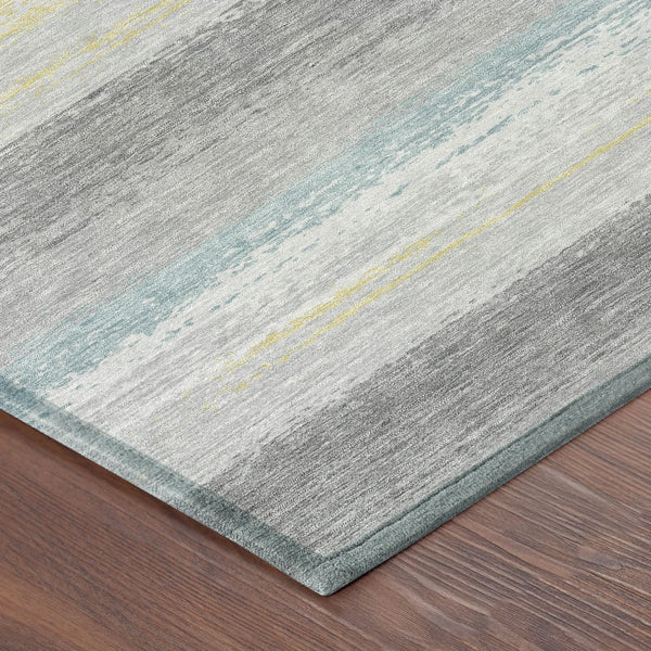 9' X 12' Silver And Taupe Striped Washable Indoor Outdoor Area Rug Homeroots Outdoor