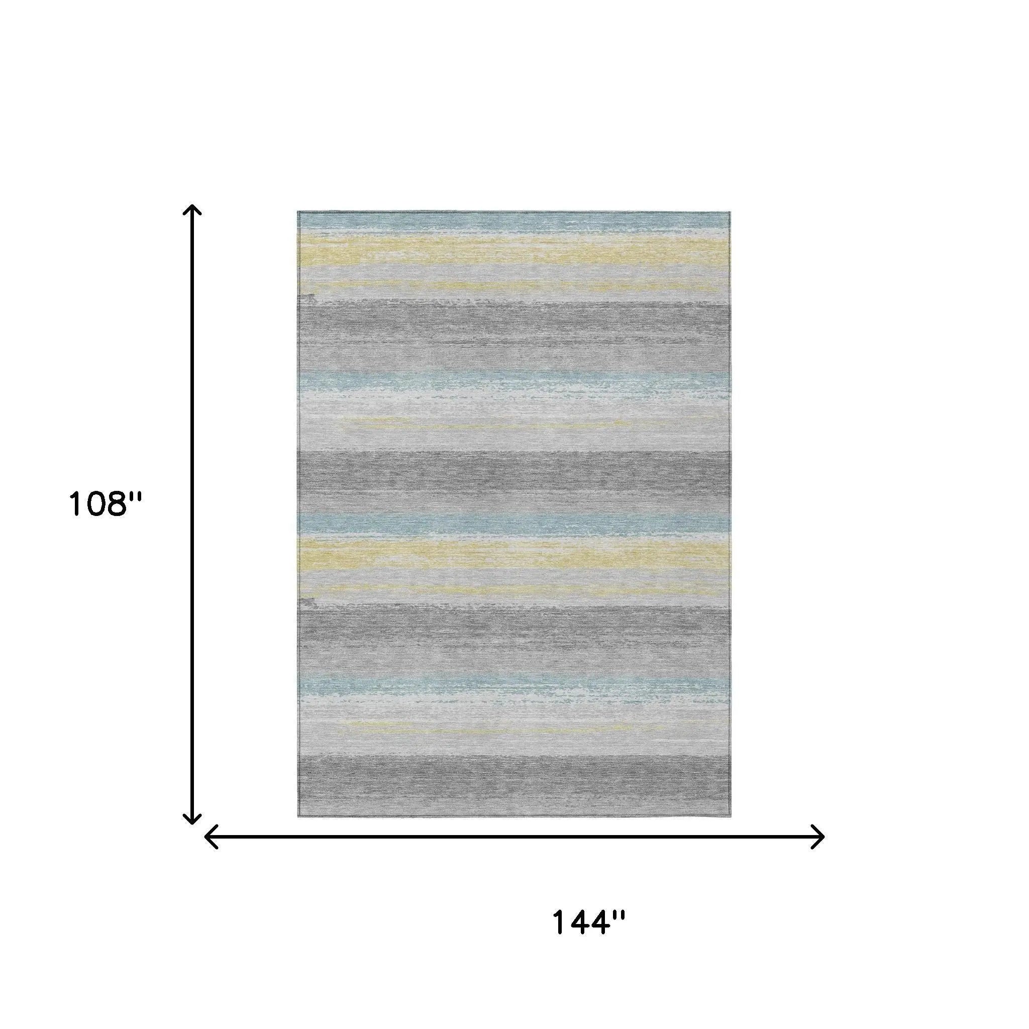9' X 12' Silver And Taupe Striped Washable Indoor Outdoor Area Rug Homeroots Outdoor