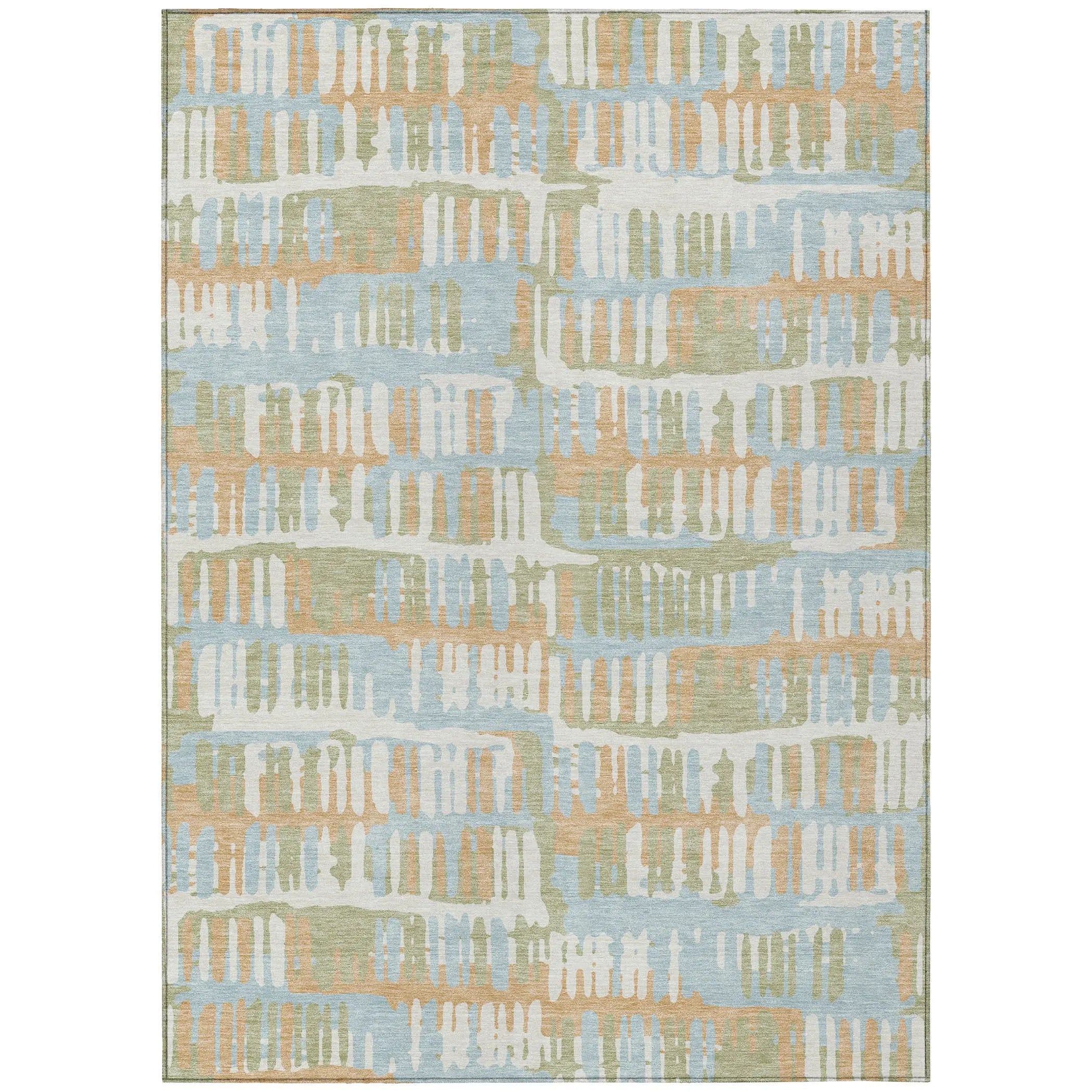9' X 12' Sky Blue And Beige Abstract Washable Indoor Outdoor Area Rug Homeroots Outdoor