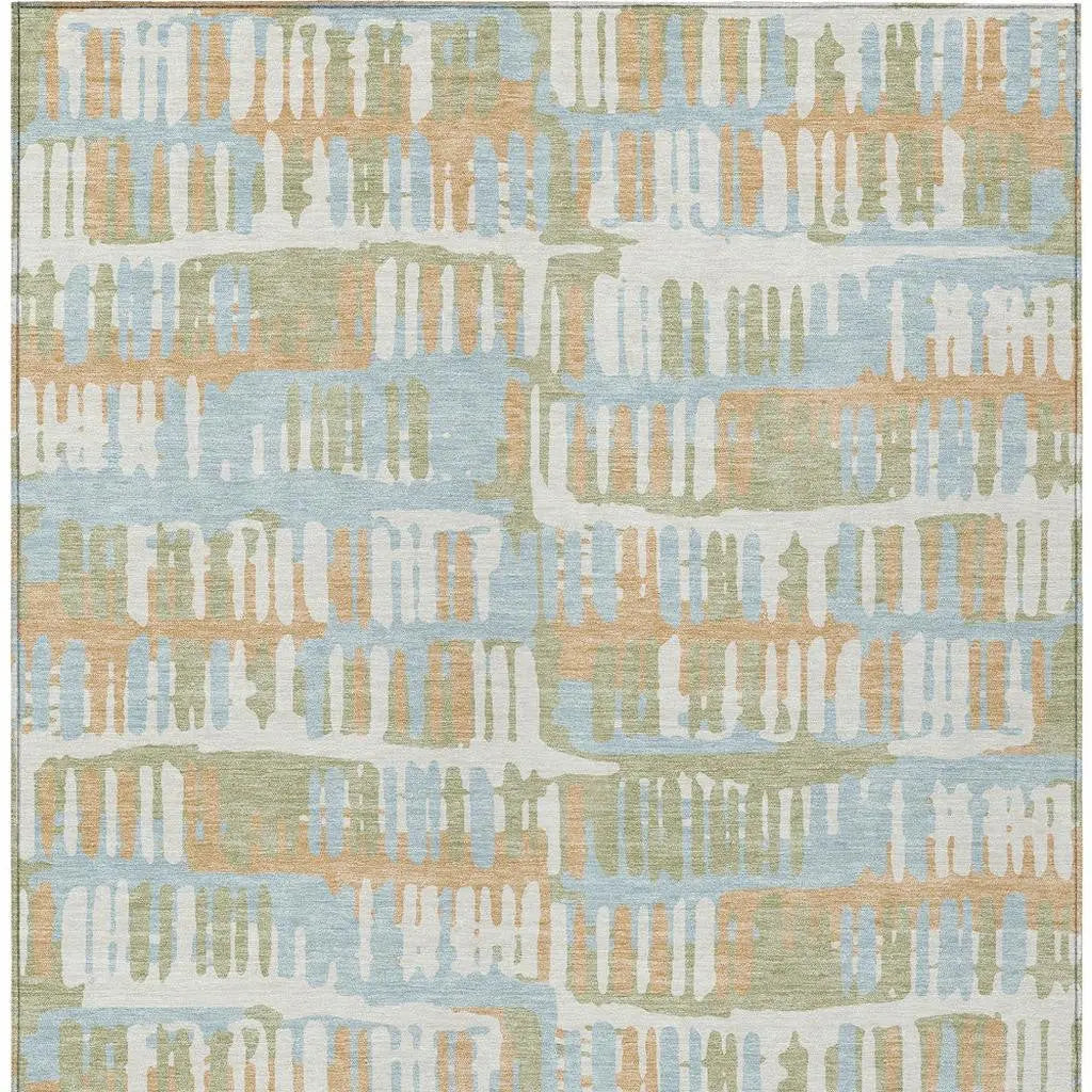 9' X 12' Sky Blue And Beige Abstract Washable Indoor Outdoor Area Rug Homeroots Outdoor