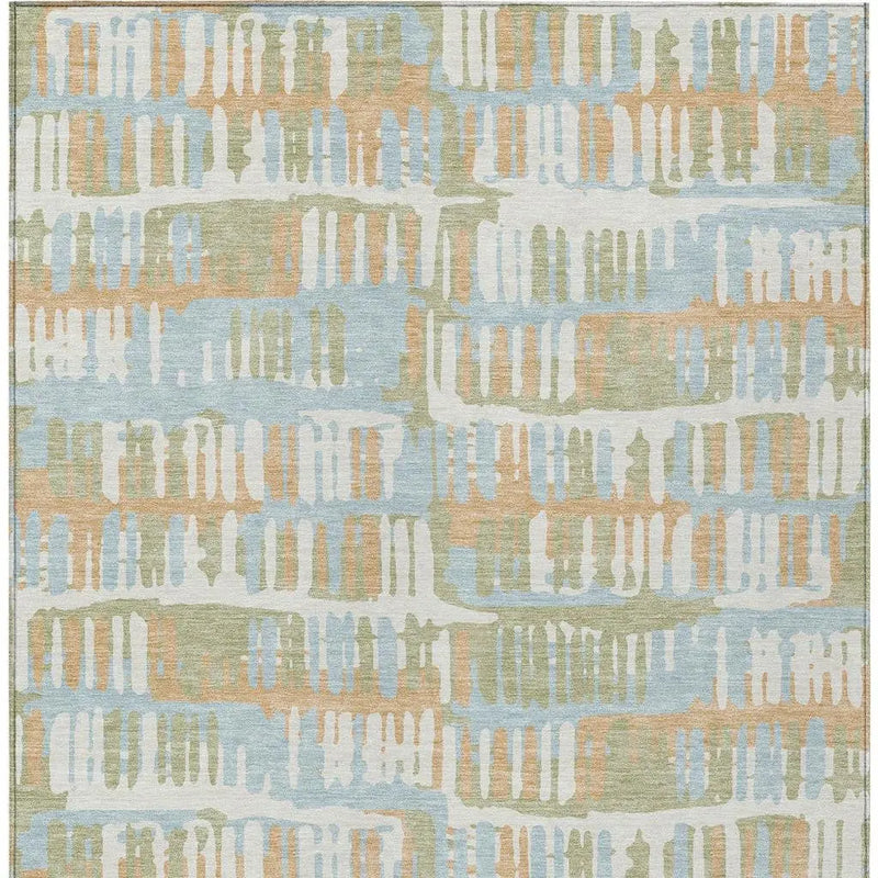 9' X 12' Sky Blue And Beige Abstract Washable Indoor Outdoor Area Rug Homeroots Outdoor