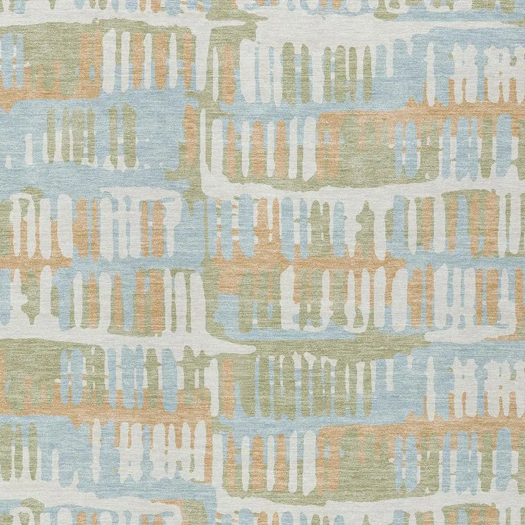 9' X 12' Sky Blue And Beige Abstract Washable Indoor Outdoor Area Rug Homeroots Outdoor