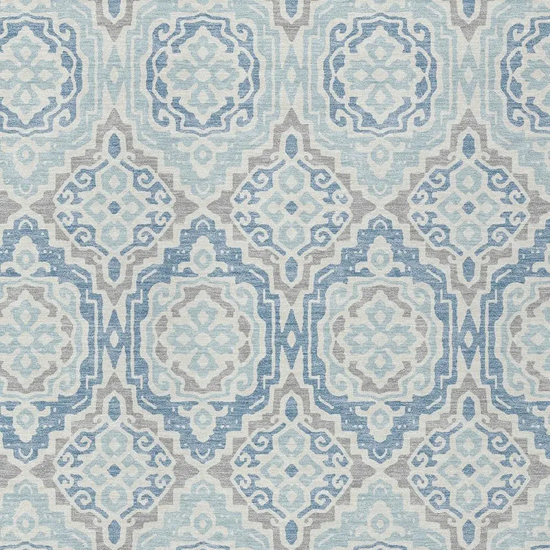 9' X 12' Sky Blue And Beige Tribal Washable Indoor Outdoor Area Rug Homeroots Outdoor