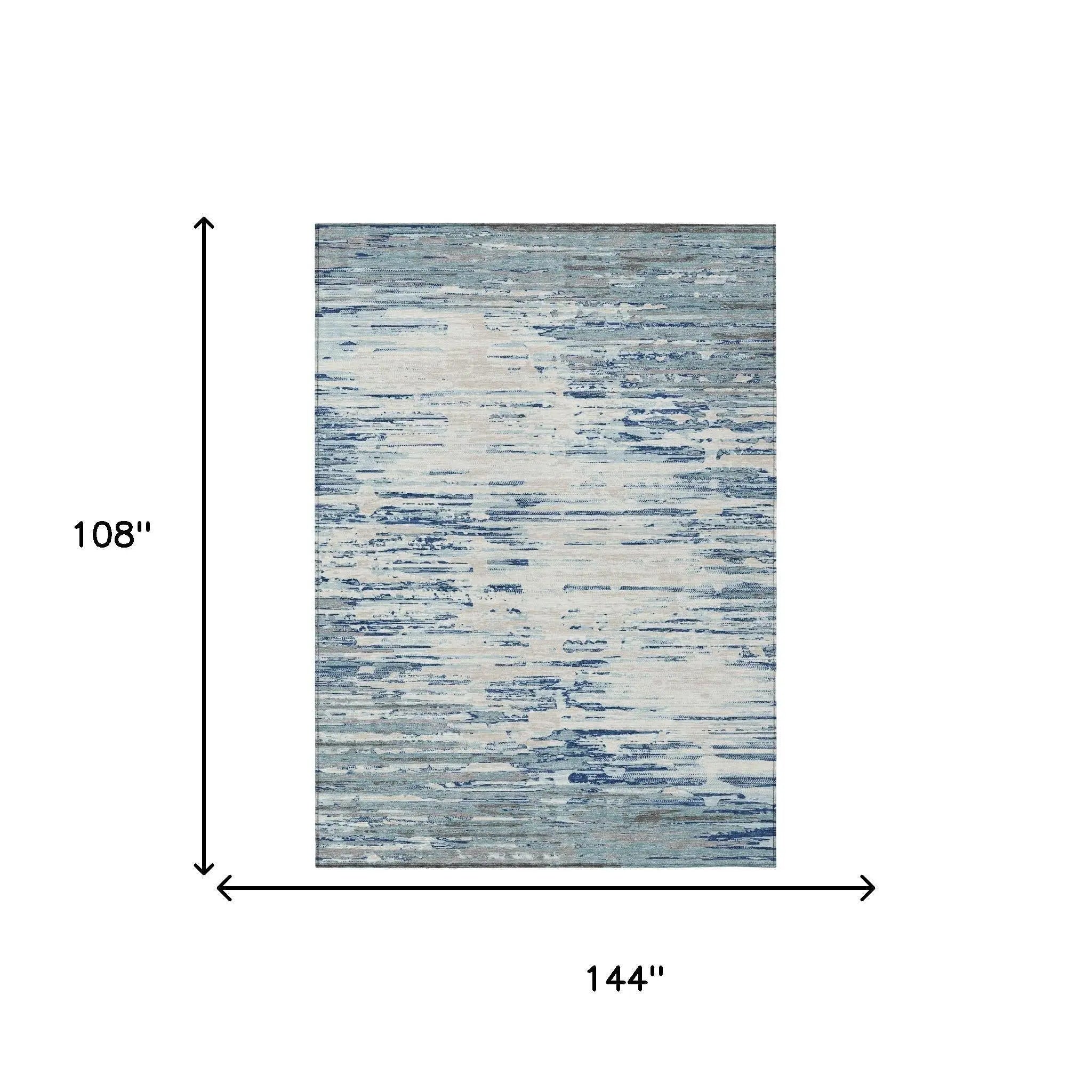 9' X 12' Sky Blue And Blue Abstract Washable Indoor Outdoor Area Rug Homeroots Outdoor