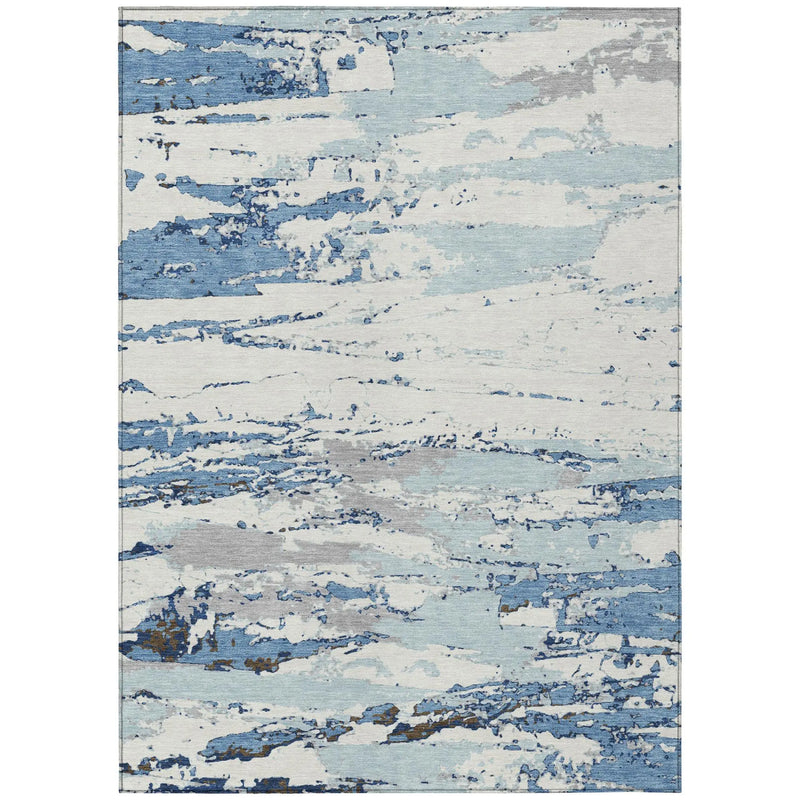 9' X 12' Sky Blue And Blue Abstract Washable Indoor Outdoor Area Rug Homeroots Outdoor