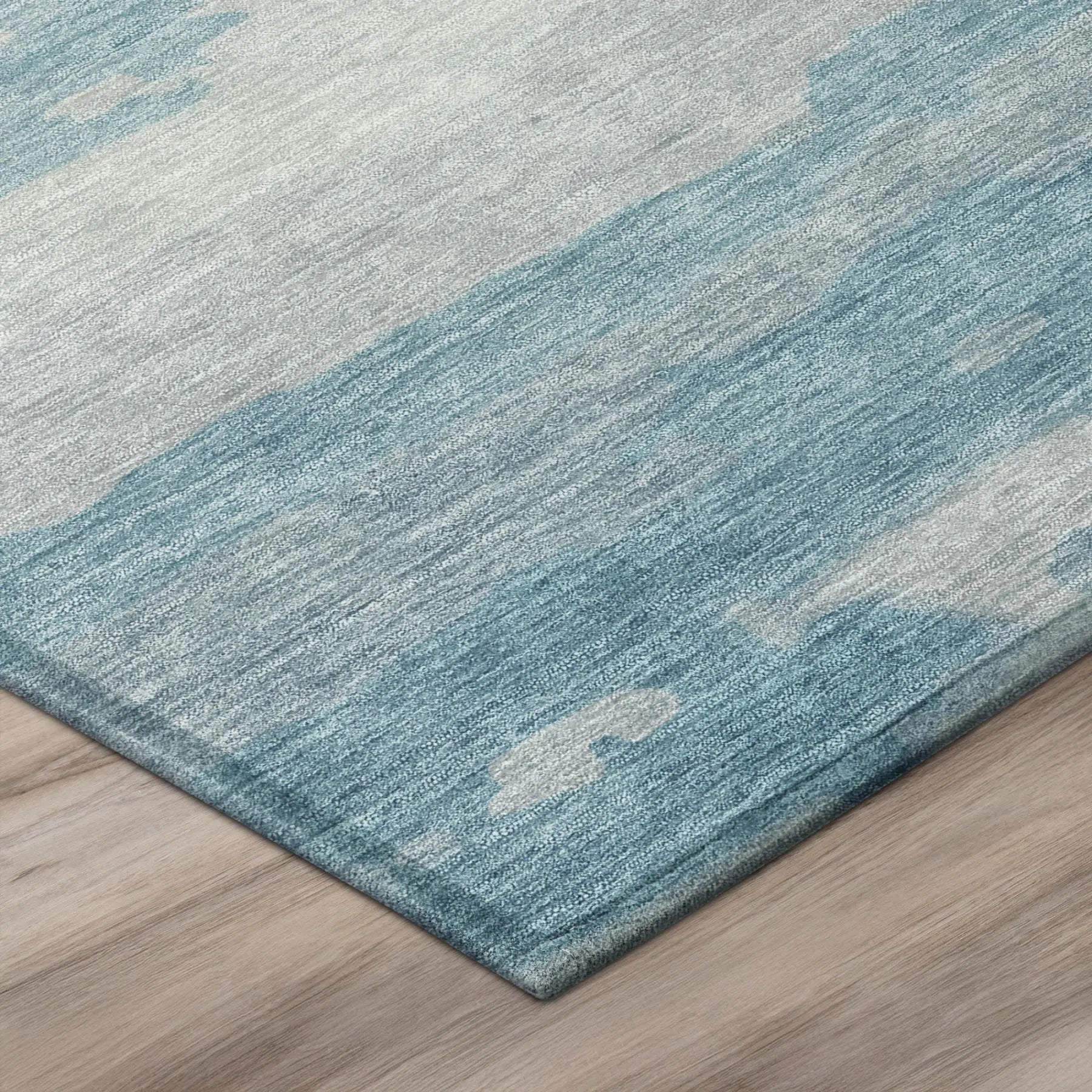 9' X 12' Sky Blue And Blue Abstract Washable Indoor Outdoor Area Rug Homeroots Outdoor