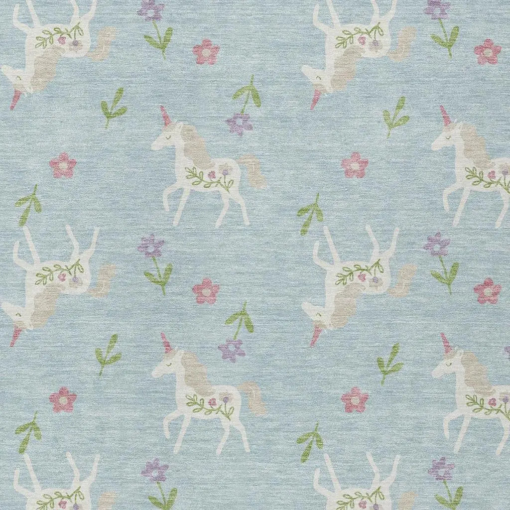 9' X 12' Sky Blue And Blue Floral Washable Indoor Outdoor Area Rug Homeroots Outdoor