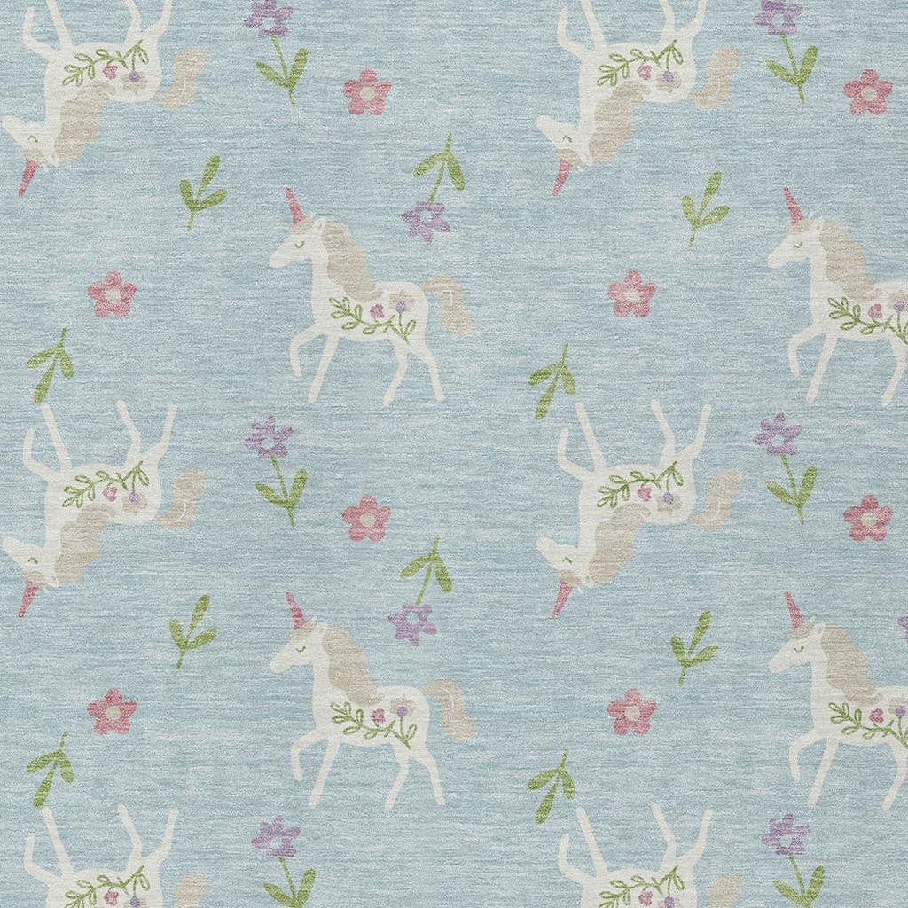 9' X 12' Sky Blue And Blue Floral Washable Indoor Outdoor Area Rug Homeroots Outdoor