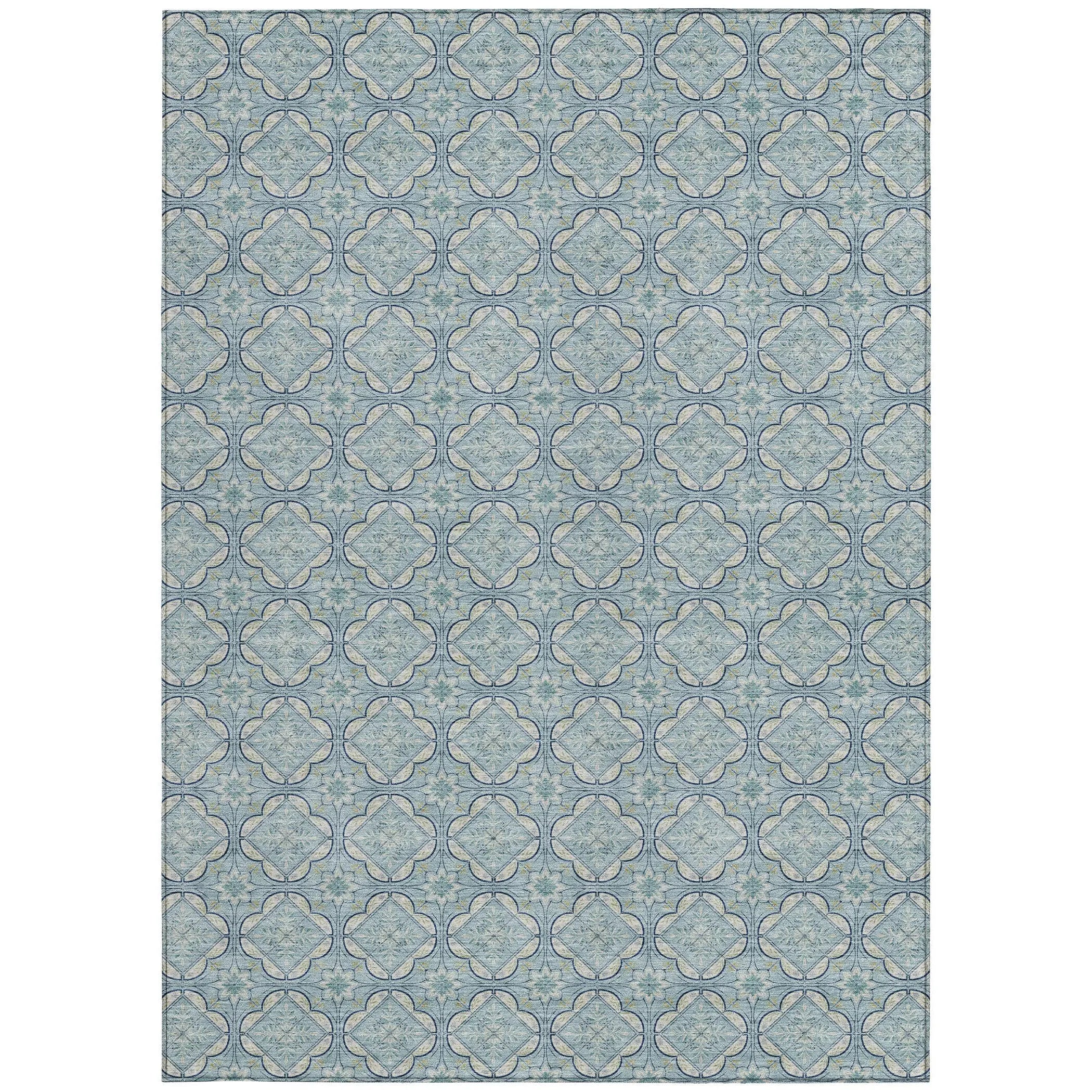 9' X 12' Sky Blue And Blue Geometric Washable Indoor Outdoor Area Rug Homeroots Outdoor