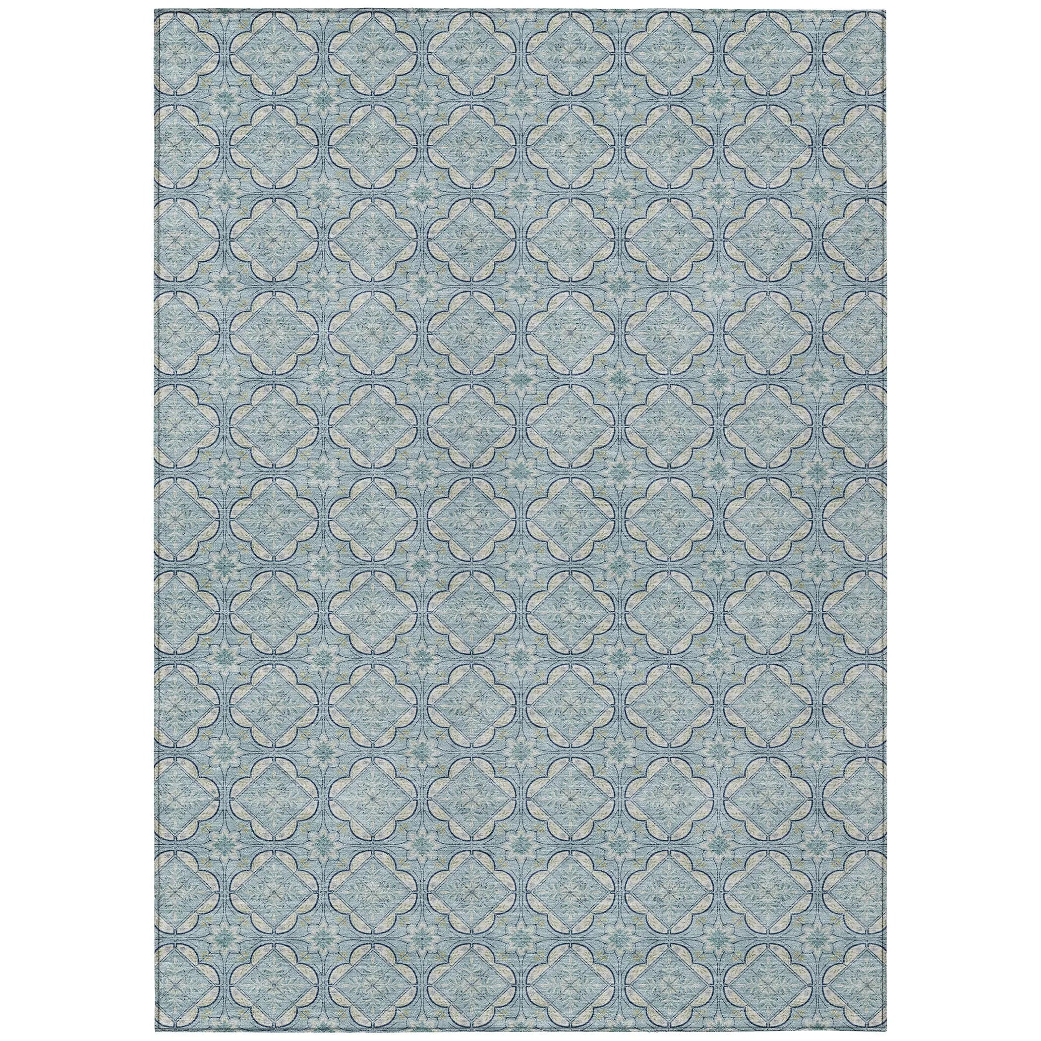 9' X 12' Sky Blue And Blue Geometric Washable Indoor Outdoor Area Rug Homeroots Outdoor