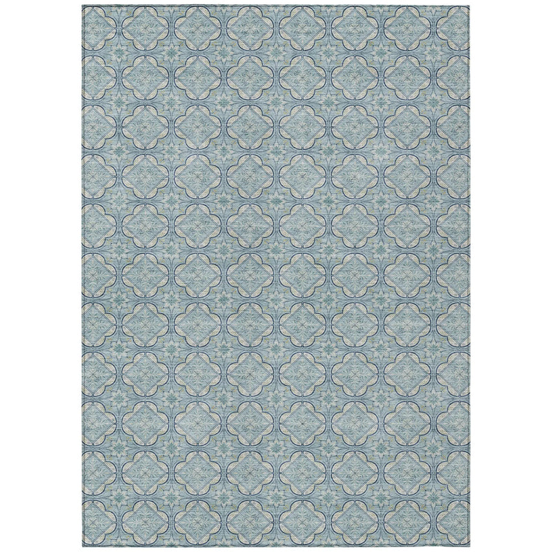 9' X 12' Sky Blue And Blue Geometric Washable Indoor Outdoor Area Rug Homeroots Outdoor
