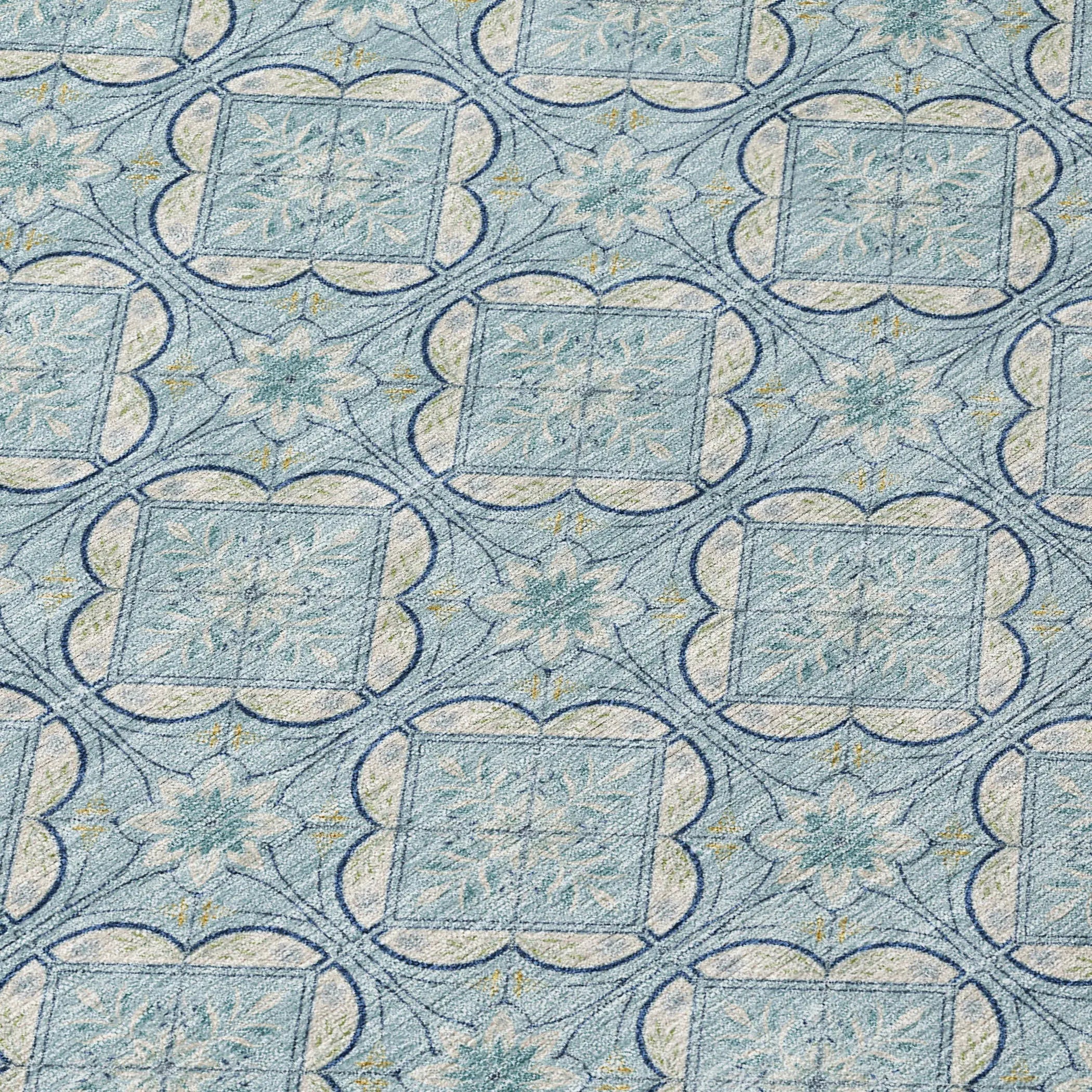 9' X 12' Sky Blue And Blue Geometric Washable Indoor Outdoor Area Rug Homeroots Outdoor