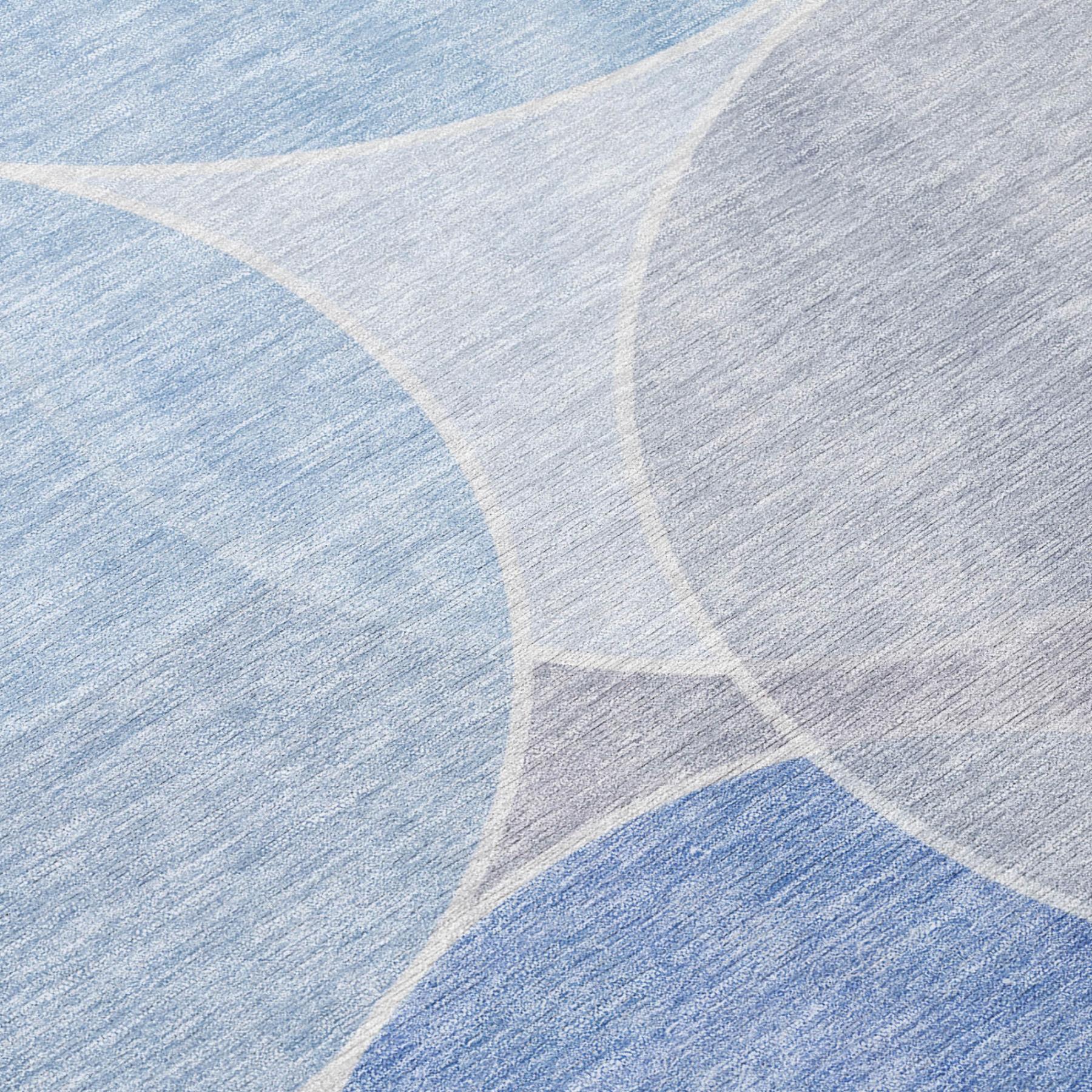 9' X 12' Sky Blue And Blue Geometric Washable Indoor Outdoor Area Rug Homeroots Outdoor