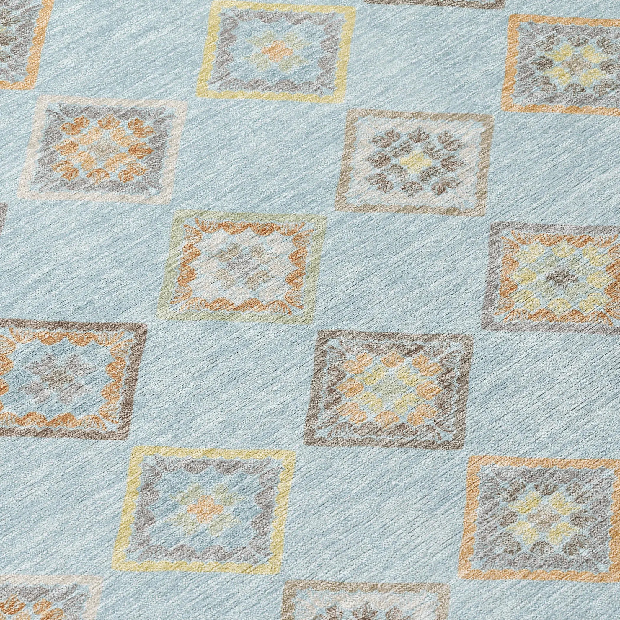 9' X 12' Sky Blue And Blue Geometric Washable Indoor Outdoor Area Rug Homeroots Outdoor
