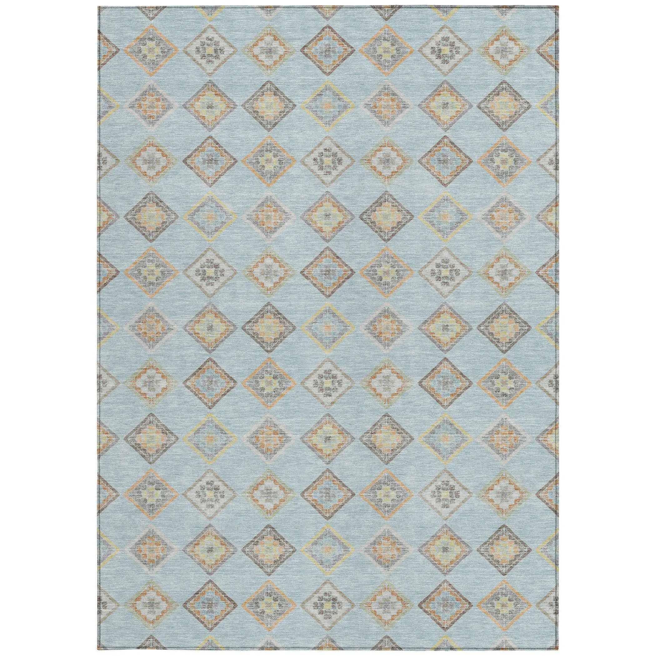9' X 12' Sky Blue And Blue Geometric Washable Indoor Outdoor Area Rug Homeroots Outdoor