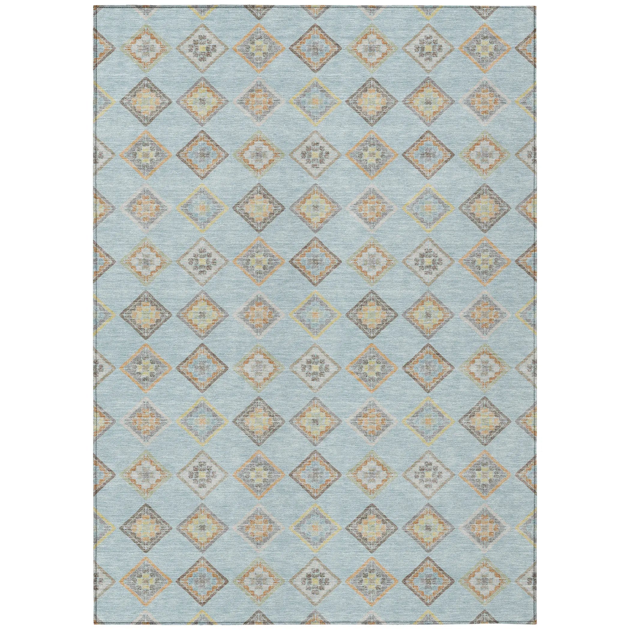 9' X 12' Sky Blue And Blue Geometric Washable Indoor Outdoor Area Rug Homeroots Outdoor