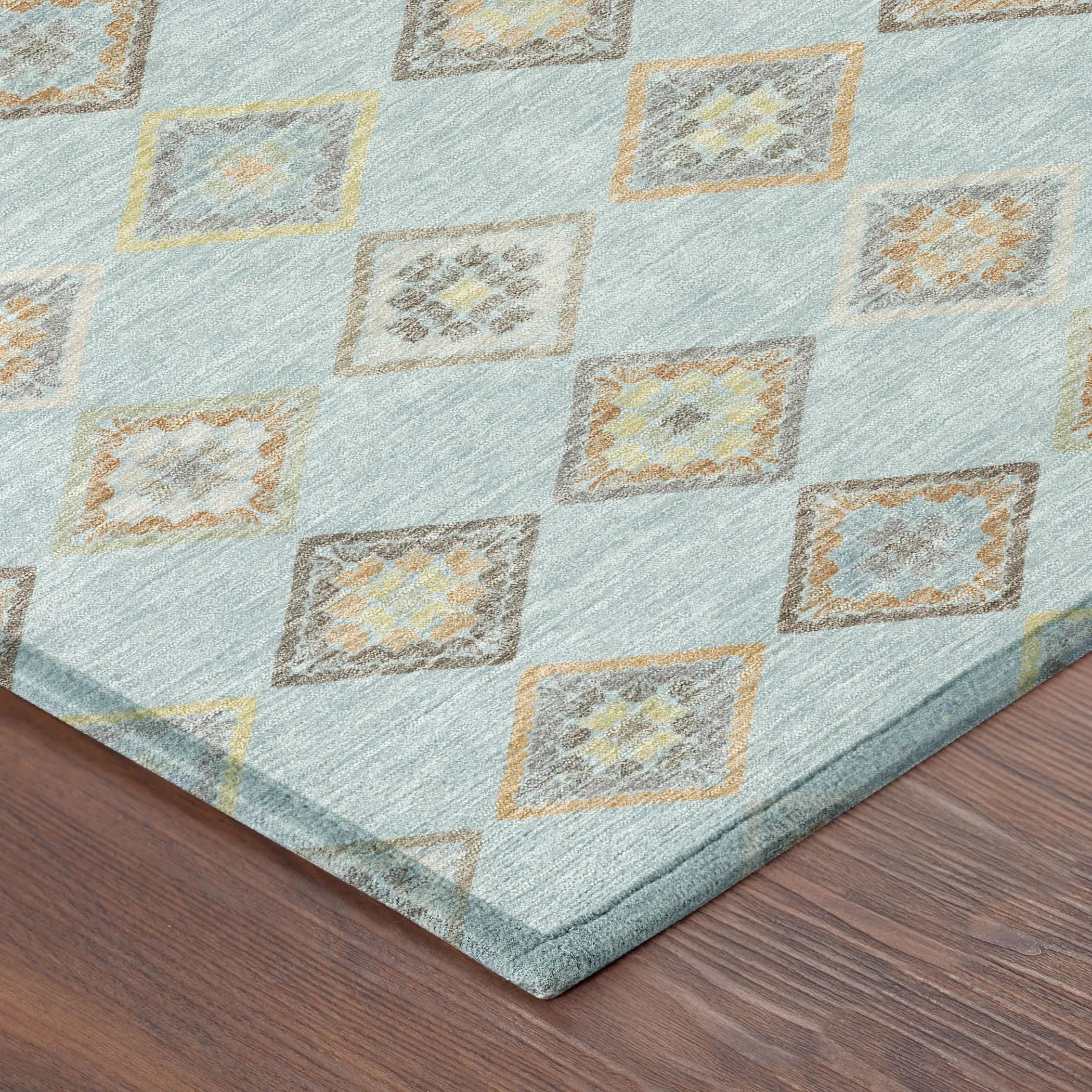 9' X 12' Sky Blue And Blue Geometric Washable Indoor Outdoor Area Rug Homeroots Outdoor
