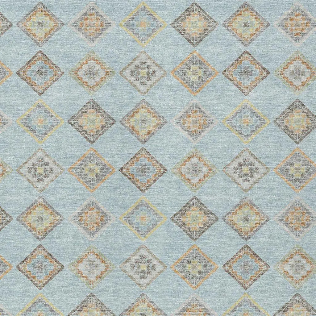 9' X 12' Sky Blue And Blue Geometric Washable Indoor Outdoor Area Rug Homeroots Outdoor