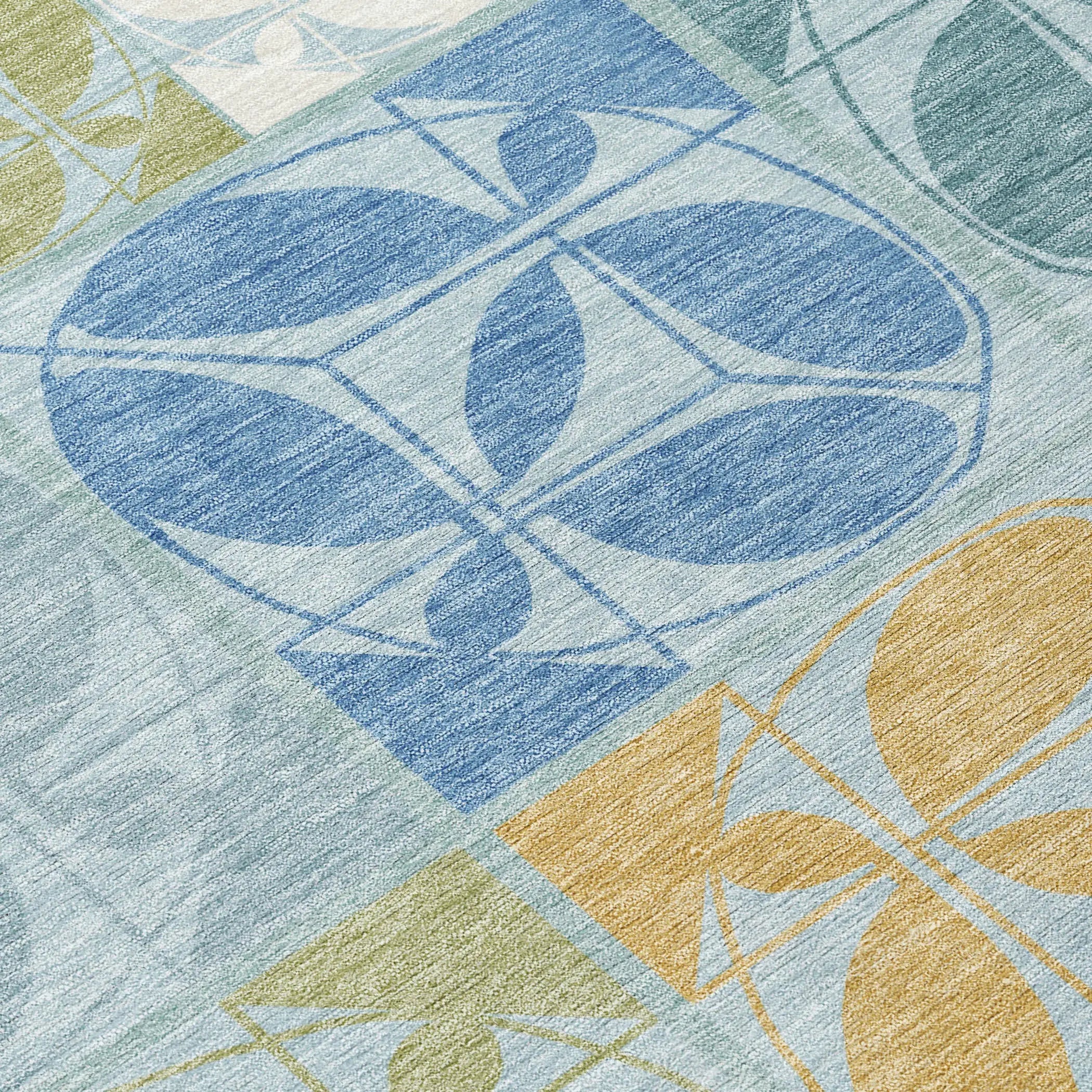 9' X 12' Sky Blue And Blue Geometric Washable Indoor Outdoor Area Rug Homeroots Outdoor