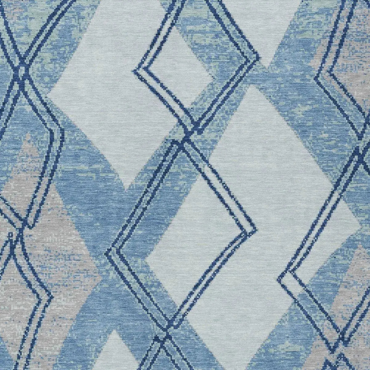 9' X 12' Sky Blue And Blue Geometric Washable Indoor Outdoor Area Rug Homeroots Outdoor