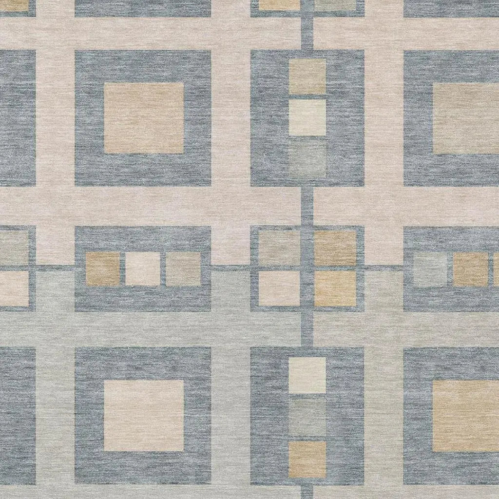 9' X 12' Sky Blue And Blue Geometric Washable Indoor Outdoor Area Rug Homeroots Outdoor