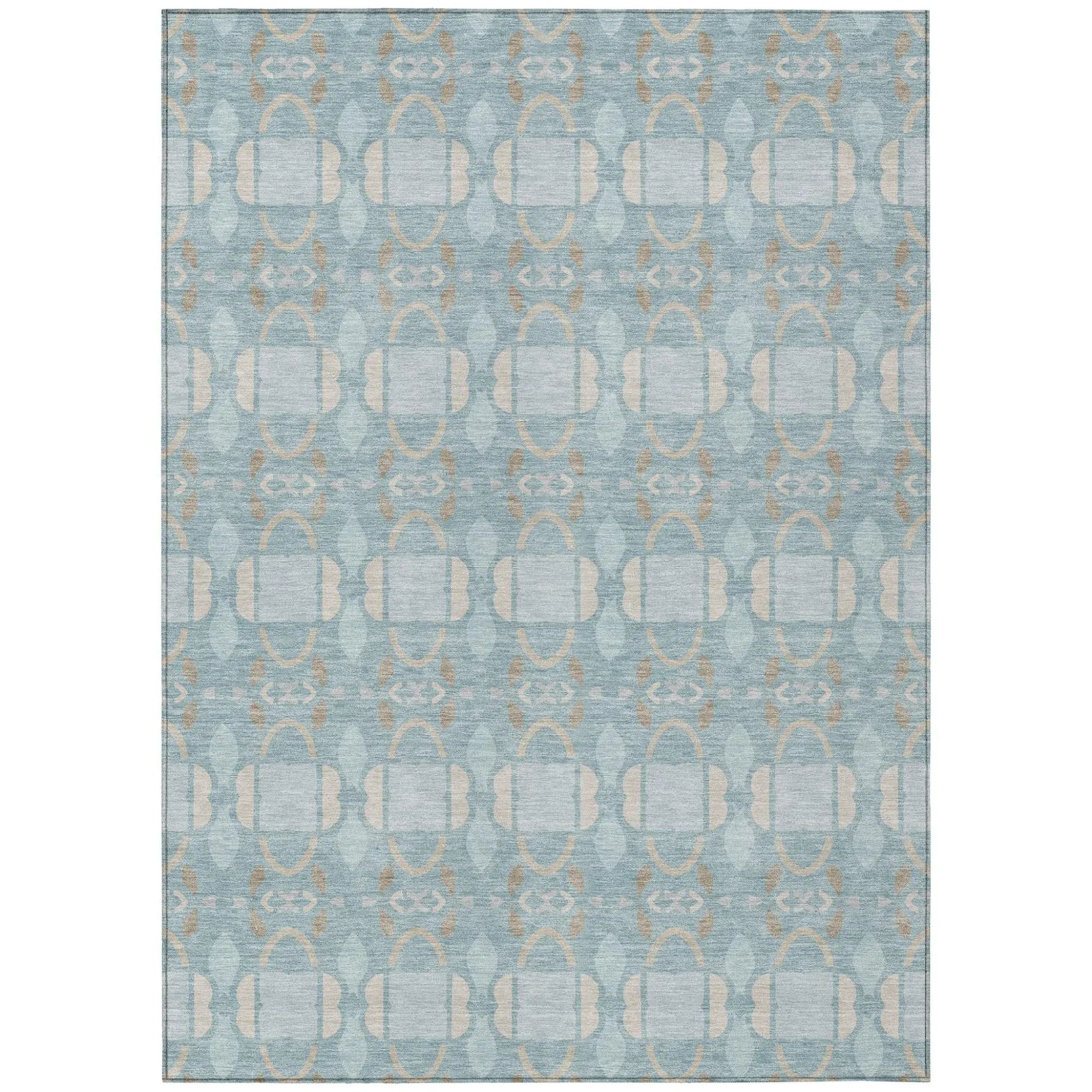 9' X 12' Sky Blue And Blue Striped Washable Indoor Outdoor Area Rug Homeroots Outdoor