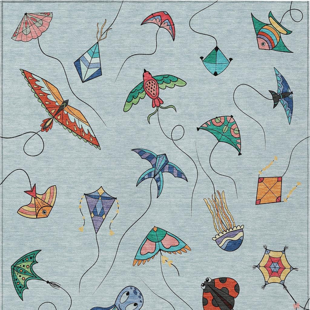 9' X 12' Sky Blue And Gold Geometric Washable Indoor Outdoor Area Rug Homeroots Outdoor