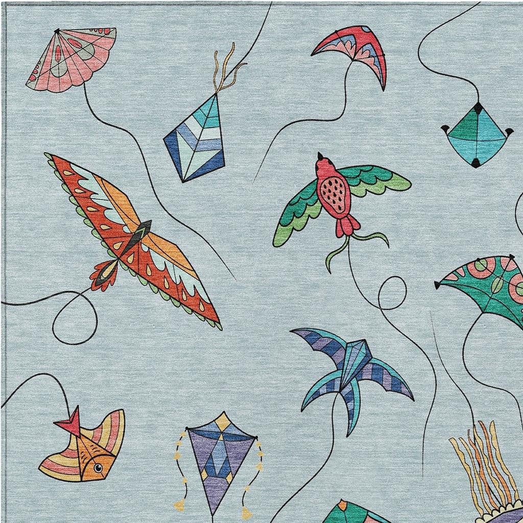 9' X 12' Sky Blue And Gold Geometric Washable Indoor Outdoor Area Rug Homeroots Outdoor