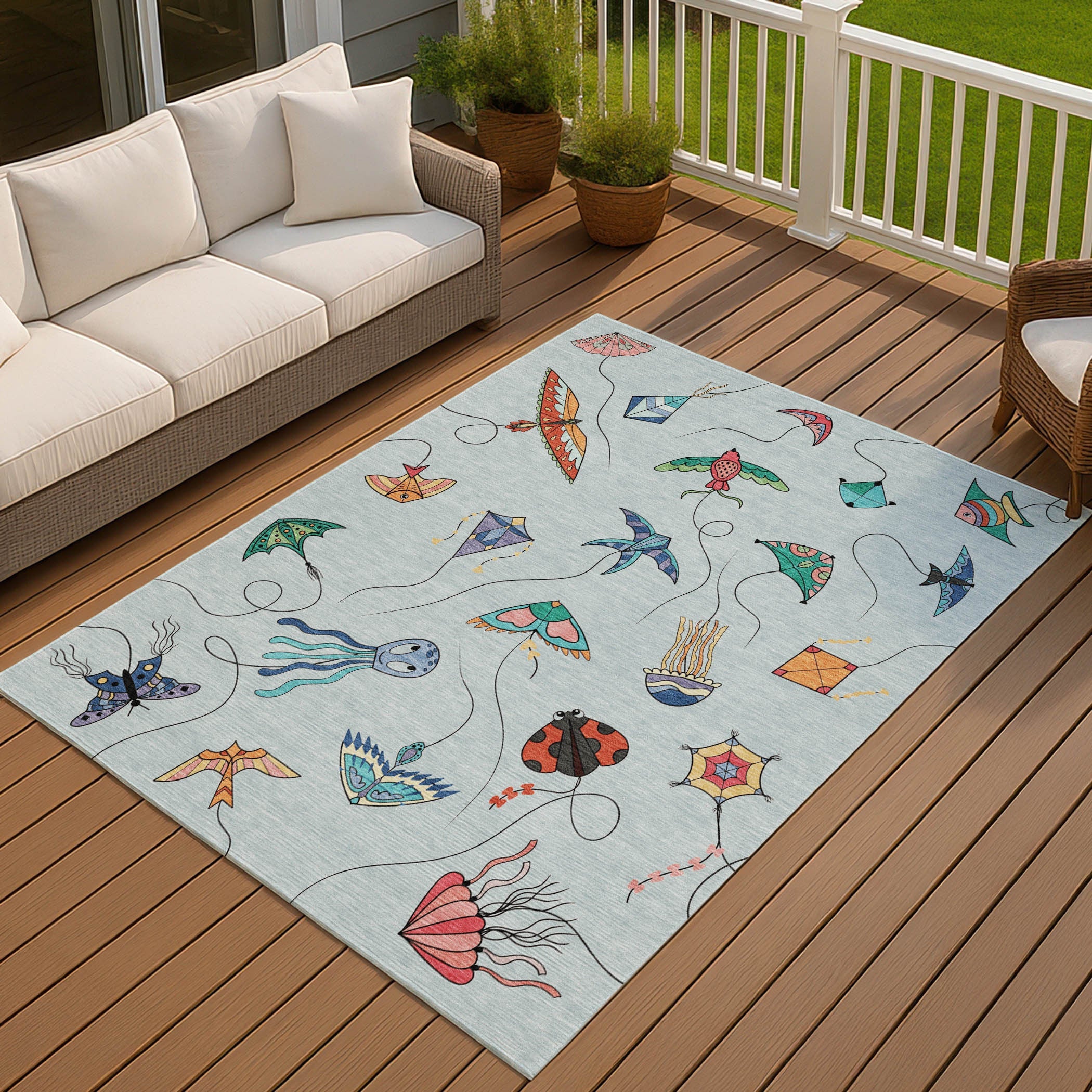 9' X 12' Sky Blue And Gold Geometric Washable Indoor Outdoor Area Rug Homeroots Outdoor