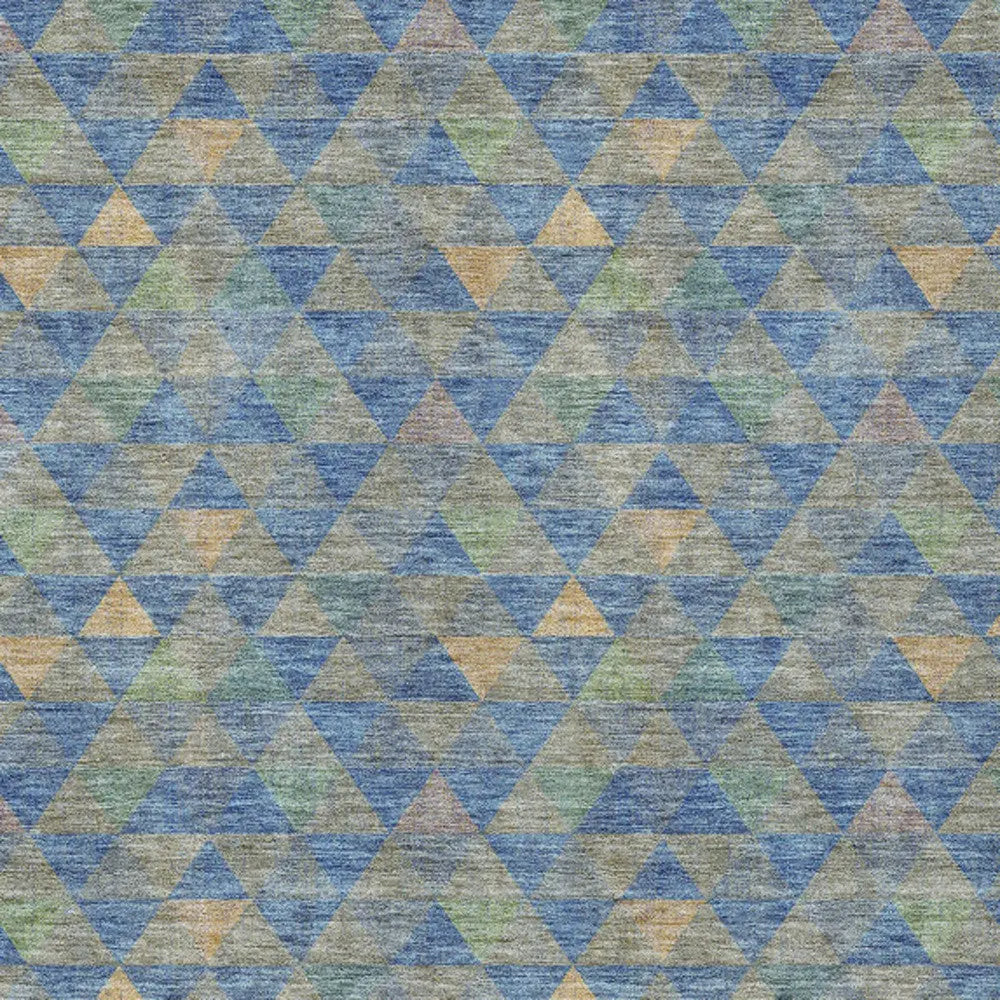 9' X 12' Sky Blue And Gray Geometric Washable Indoor Outdoor Area Rug Homeroots Outdoor