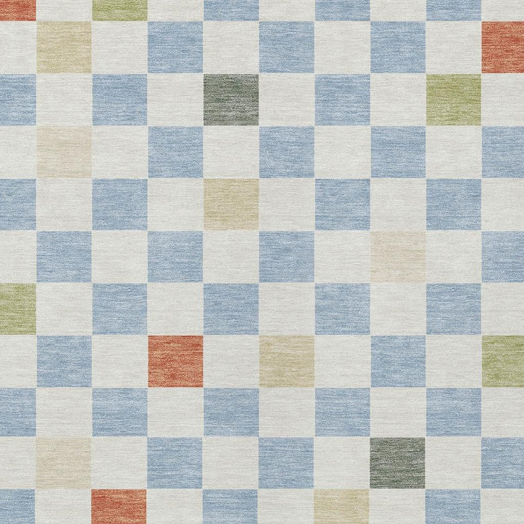 9' X 12' Sky Blue And Gray Geometric Washable Indoor Outdoor Area Rug Homeroots Outdoor