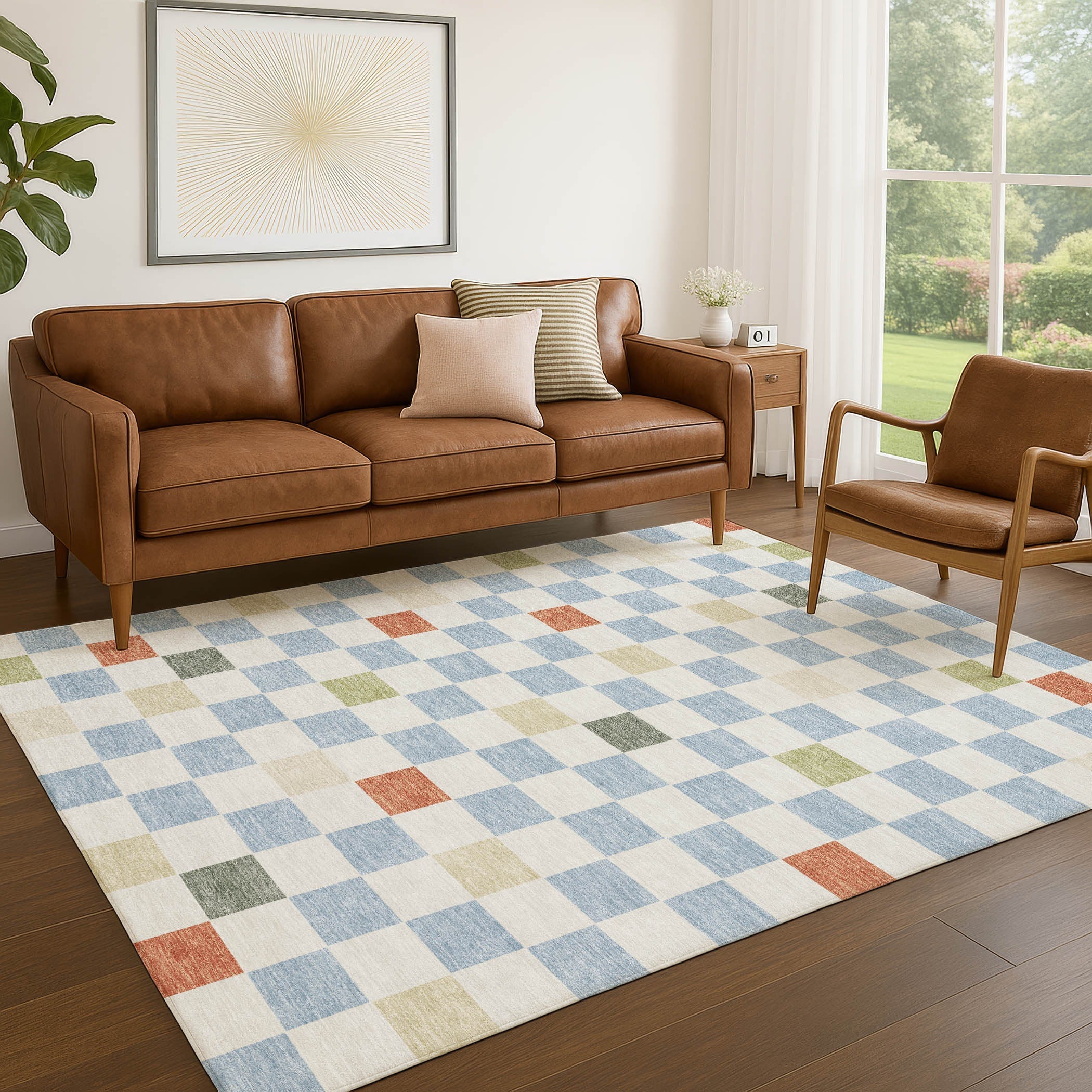 9' X 12' Sky Blue And Gray Geometric Washable Indoor Outdoor Area Rug Homeroots Outdoor