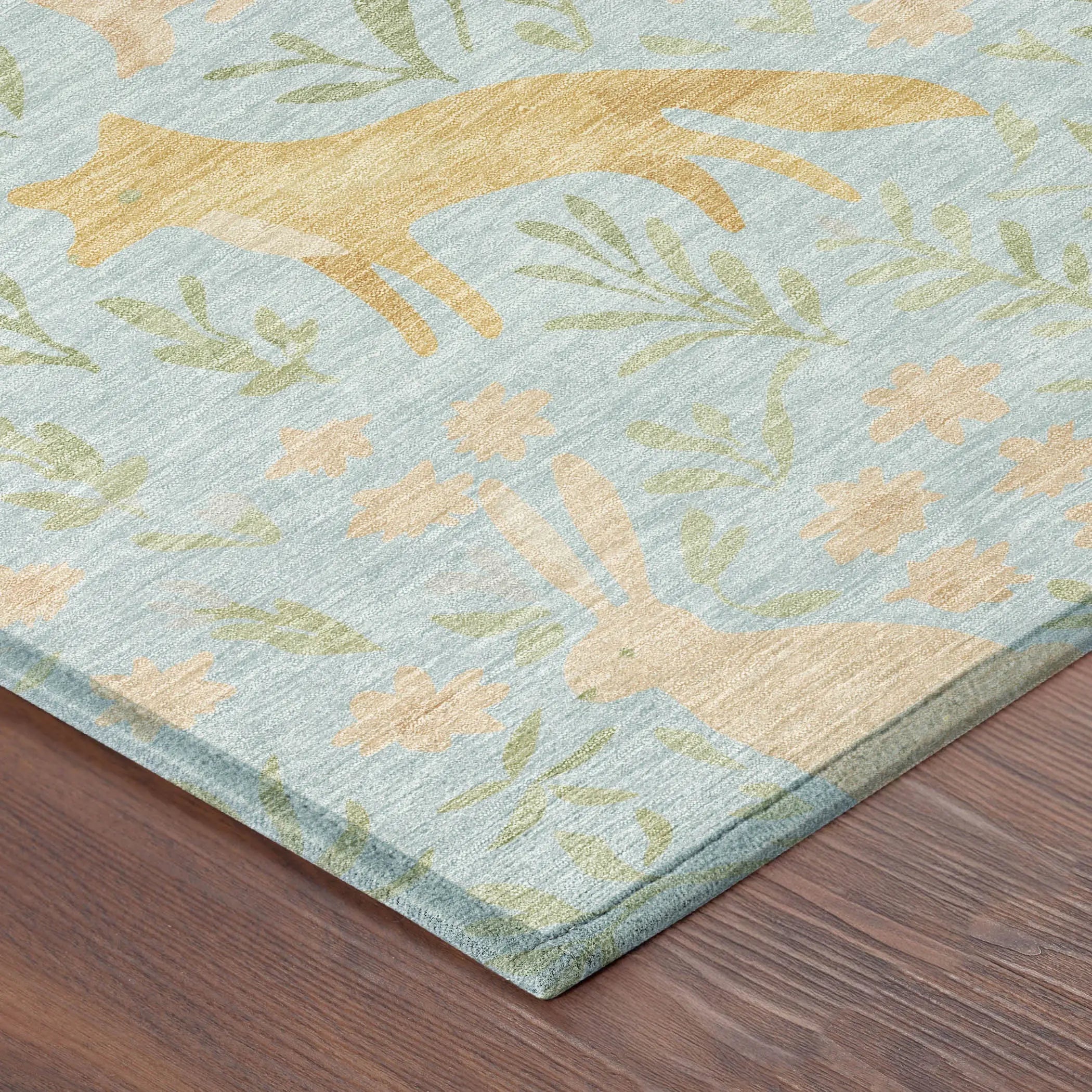 9' X 12' Sky Blue And Green Botanical Leaves Washable Indoor Outdoor Area Rug Homeroots Outdoor