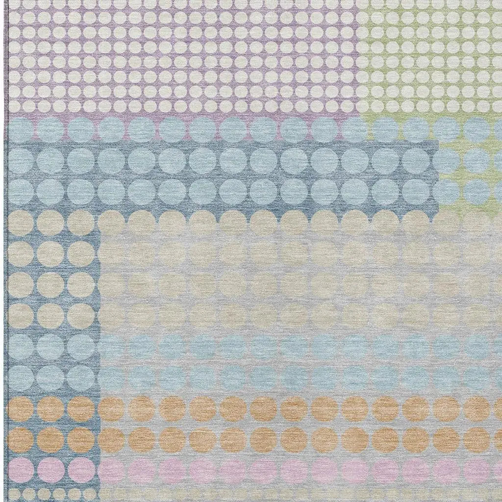 9' X 12' Sky Blue And Lavender Geometric Washable Indoor Outdoor Area Rug Homeroots Outdoor
