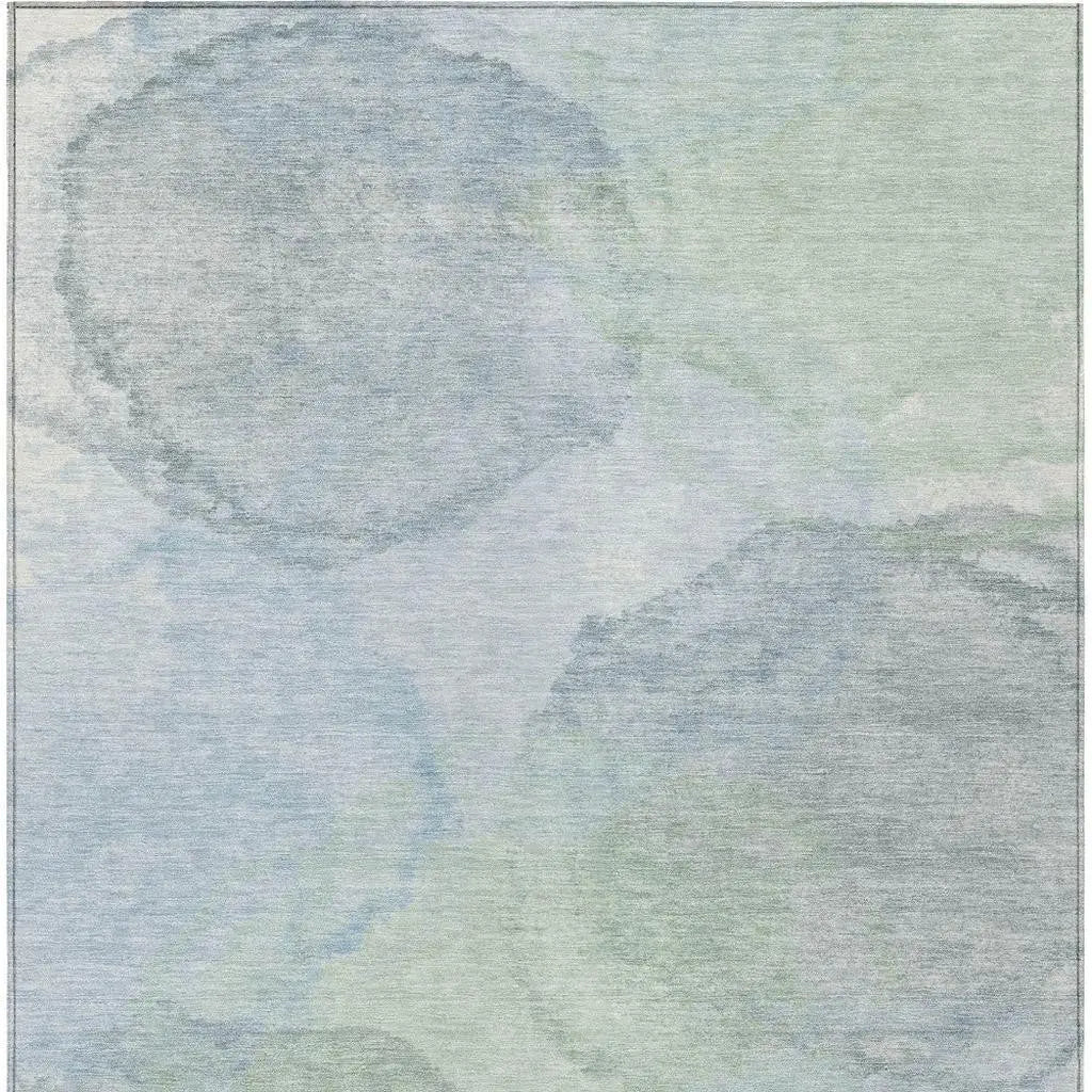 9' X 12' Sky Blue And Mint Green Abstract Washable Indoor Outdoor Area Rug Homeroots Outdoor