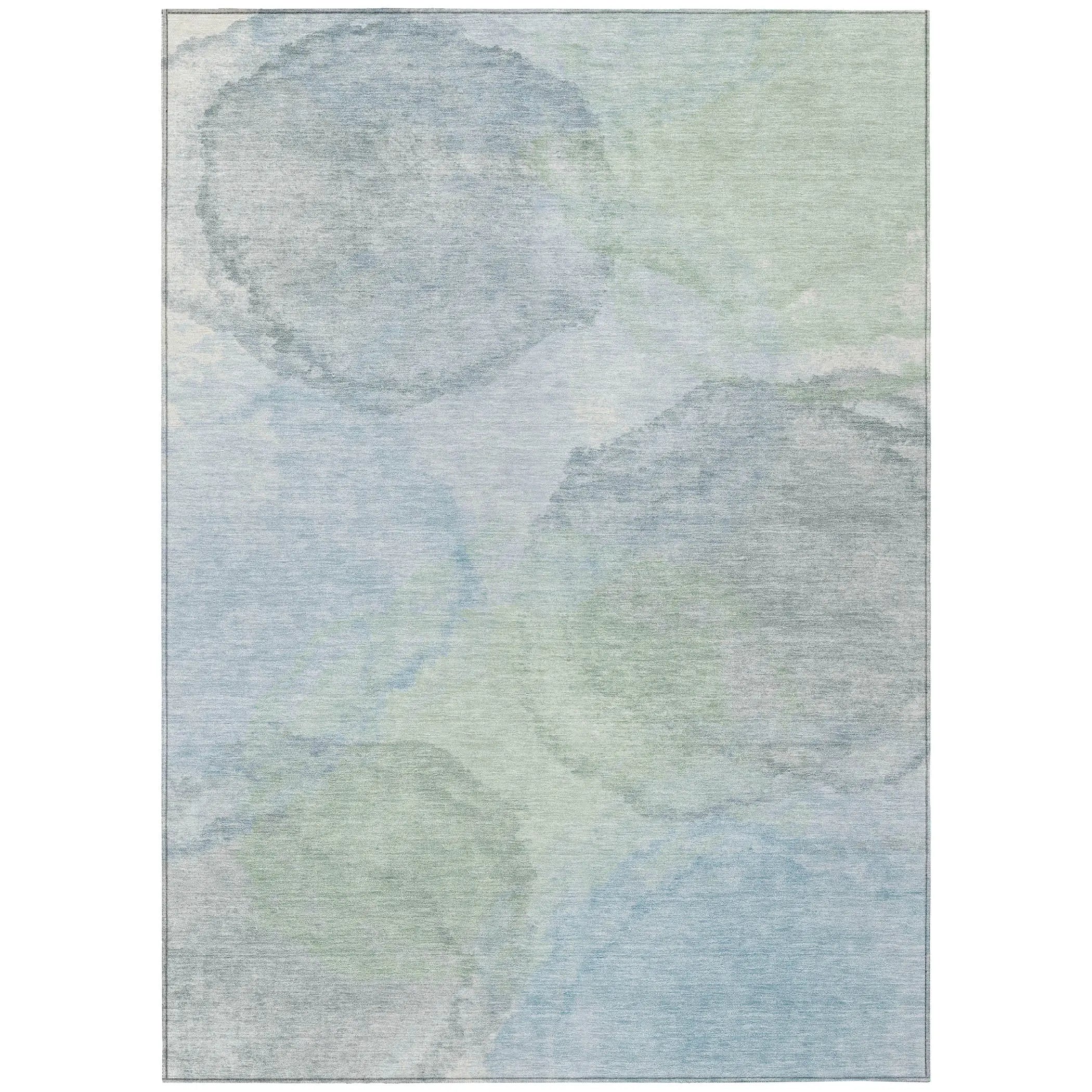 9' X 12' Sky Blue And Mint Green Abstract Washable Indoor Outdoor Area Rug Homeroots Outdoor