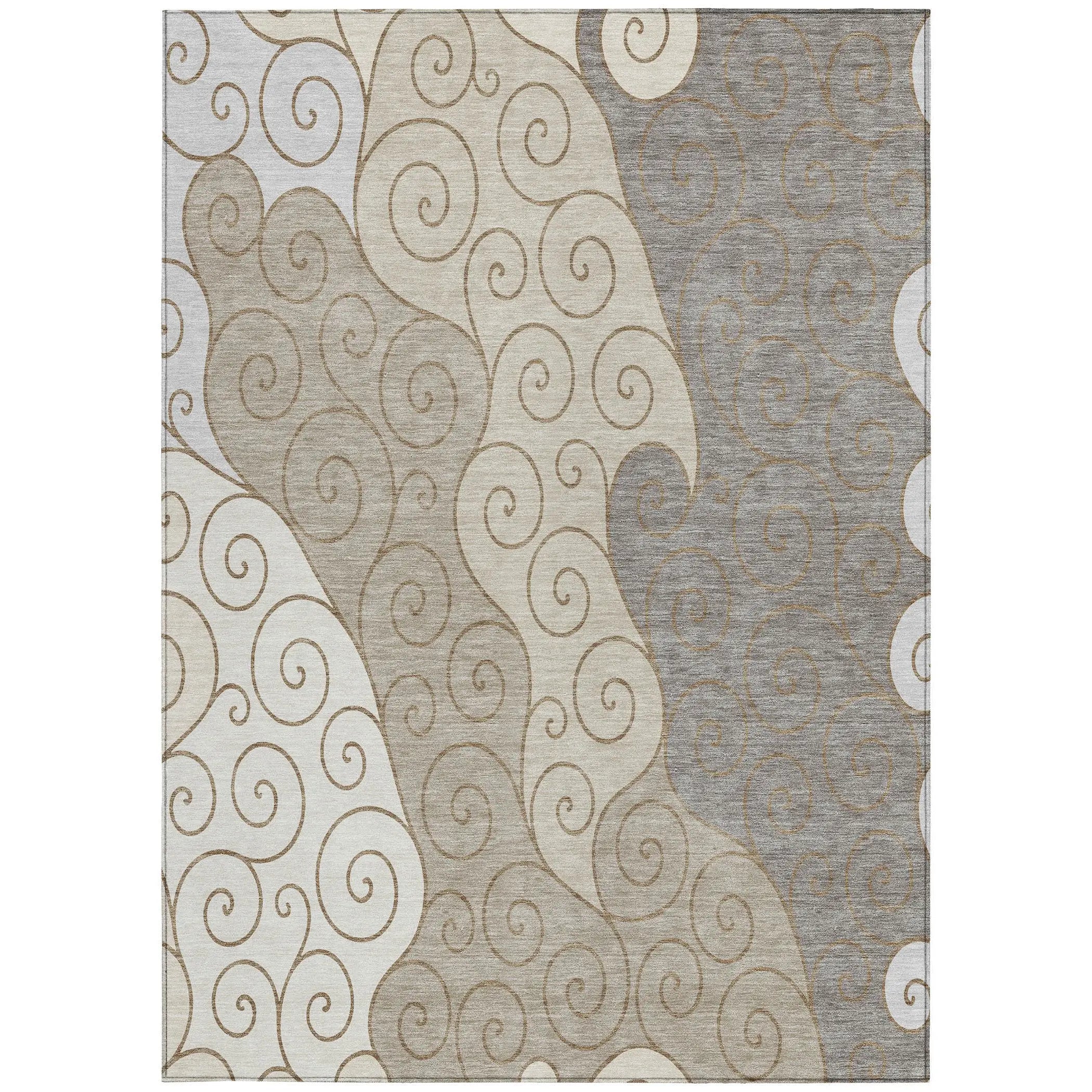 9' X 12' Taupe And Beige Abstract Washable Indoor Outdoor Area Rug Homeroots Outdoor