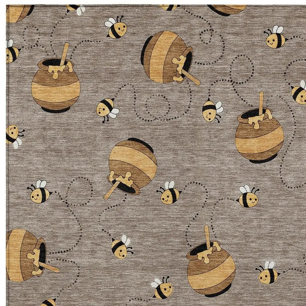 9' X 12' Taupe And Beige Geometric Washable Indoor Outdoor Area Rug Homeroots Outdoor