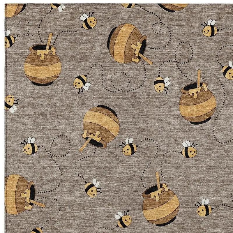 9' X 12' Taupe And Beige Geometric Washable Indoor Outdoor Area Rug Homeroots Outdoor