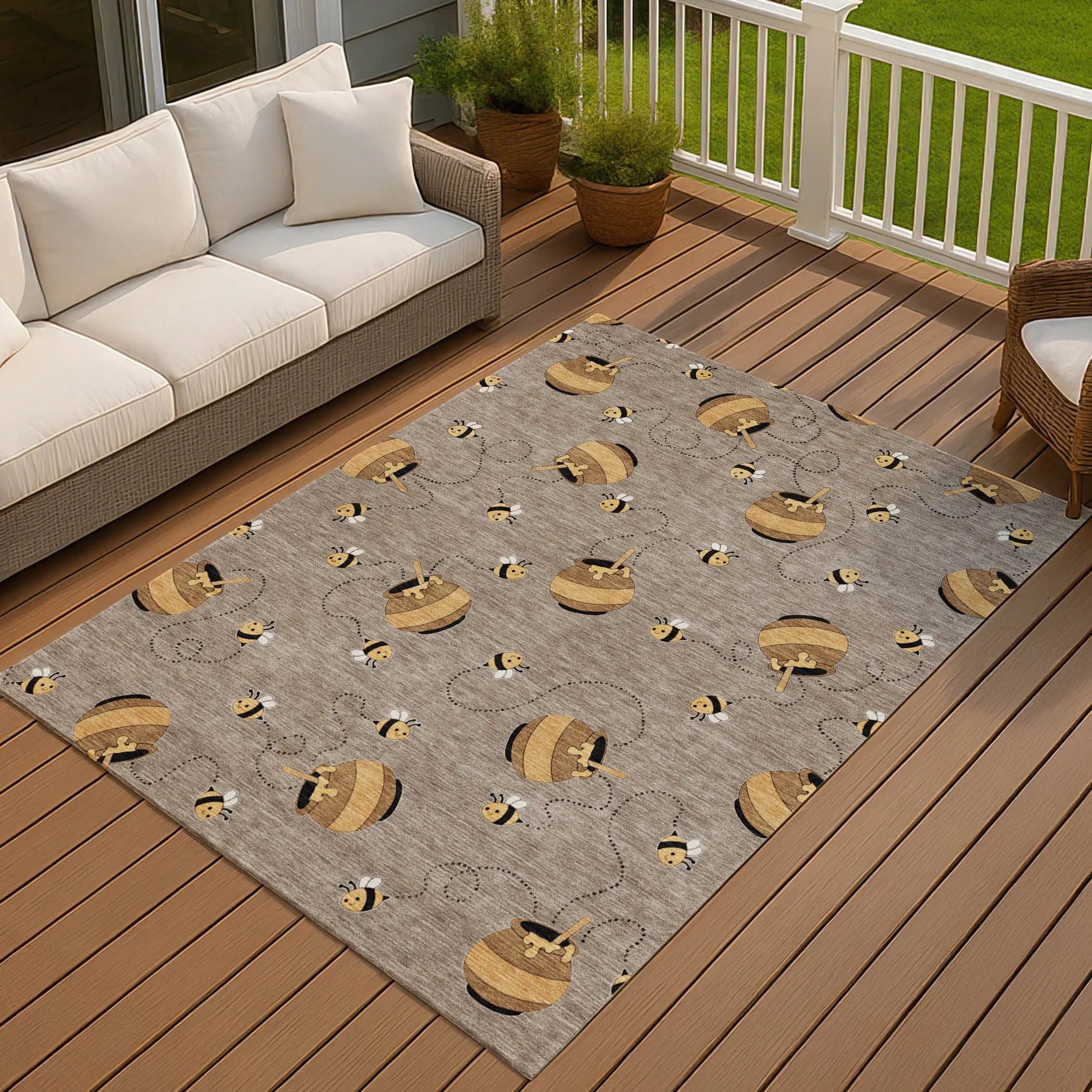 9' X 12' Taupe And Beige Geometric Washable Indoor Outdoor Area Rug Homeroots Outdoor
