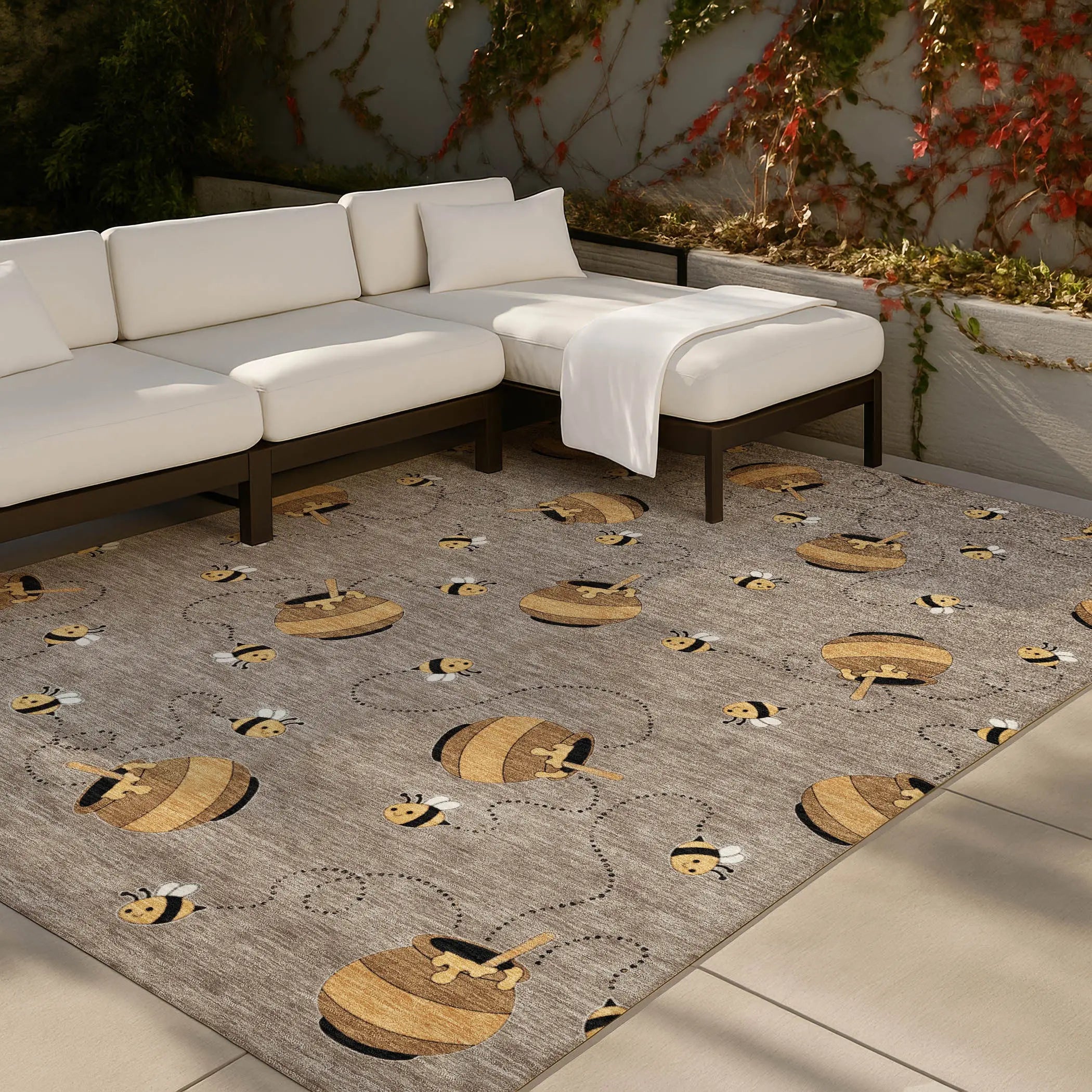 9' X 12' Taupe And Beige Geometric Washable Indoor Outdoor Area Rug Homeroots Outdoor
