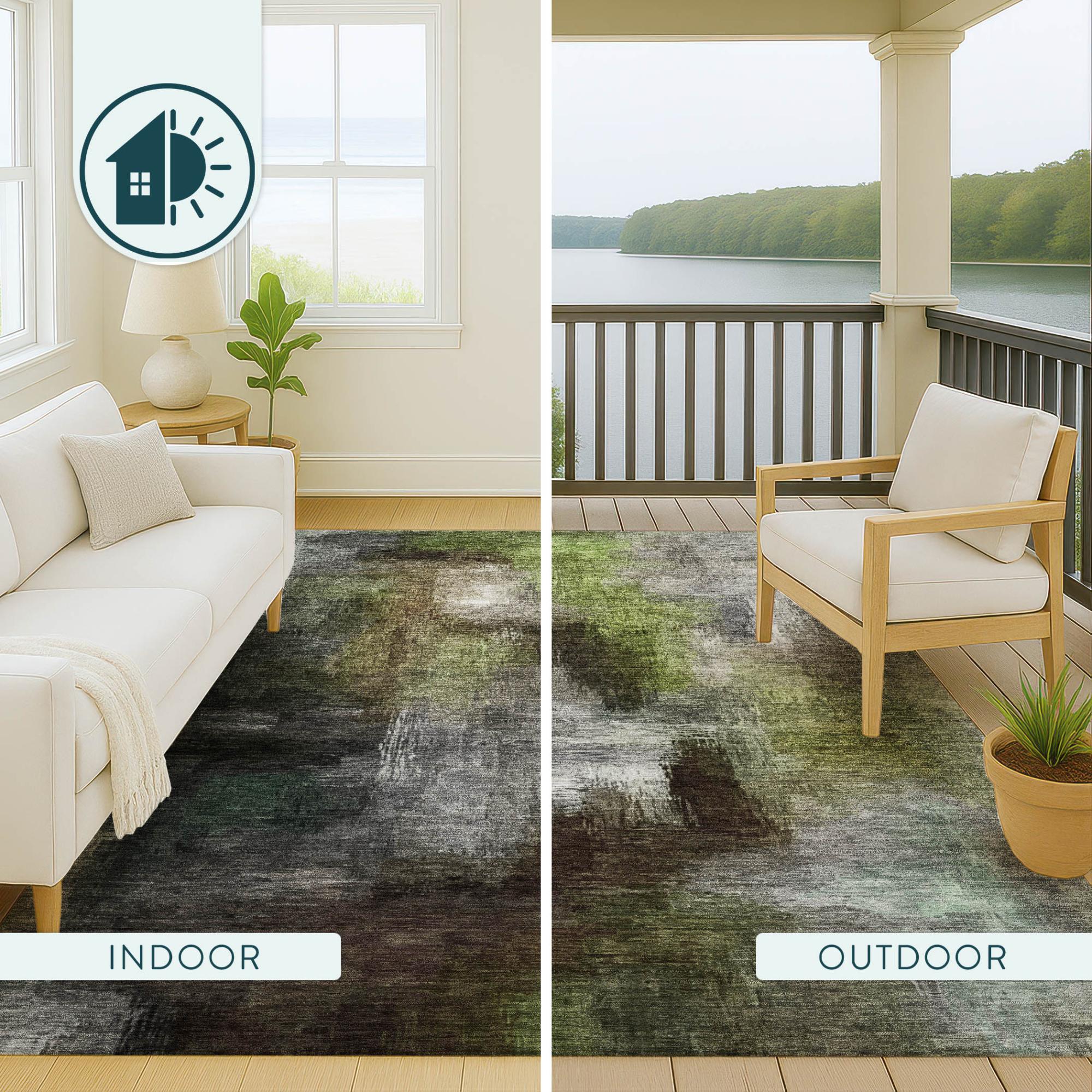 9' X 12' Taupe And Brown Abstract Washable Indoor Outdoor Area Rug Homeroots Outdoor