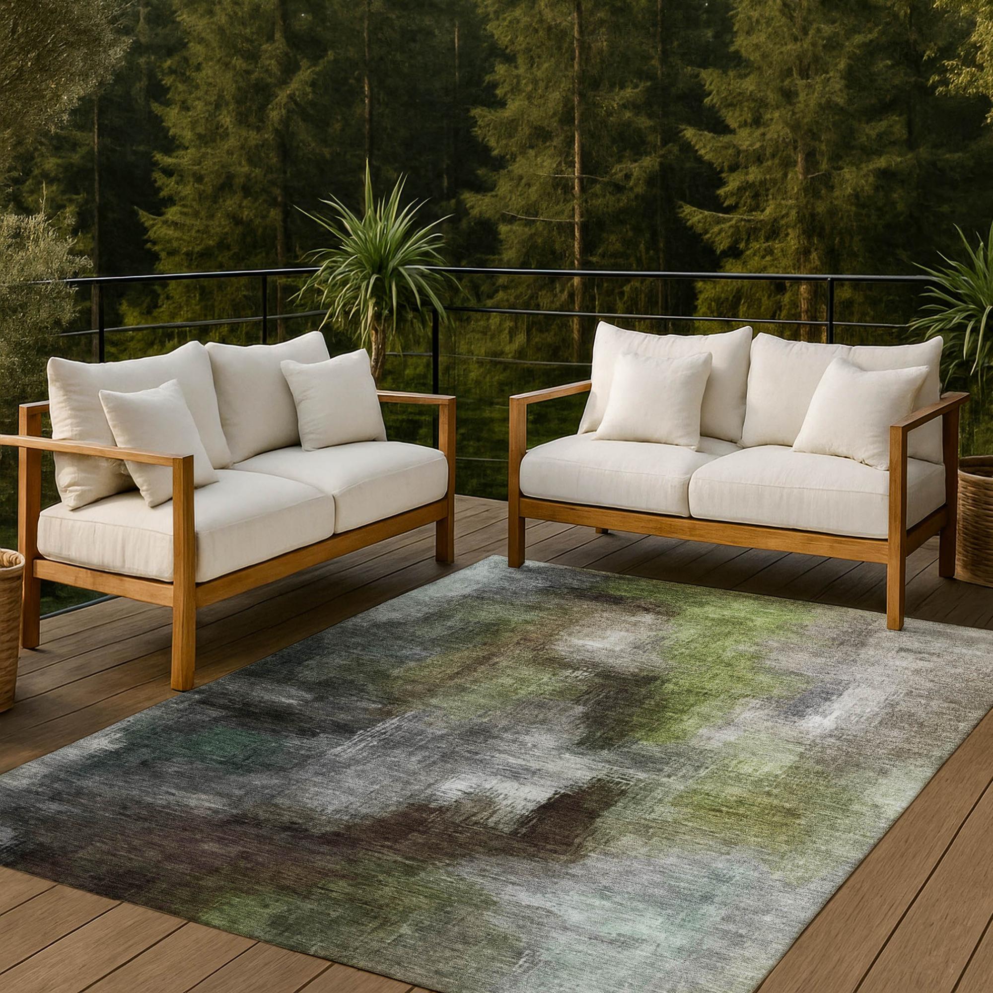9' X 12' Taupe And Brown Abstract Washable Indoor Outdoor Area Rug Homeroots Outdoor
