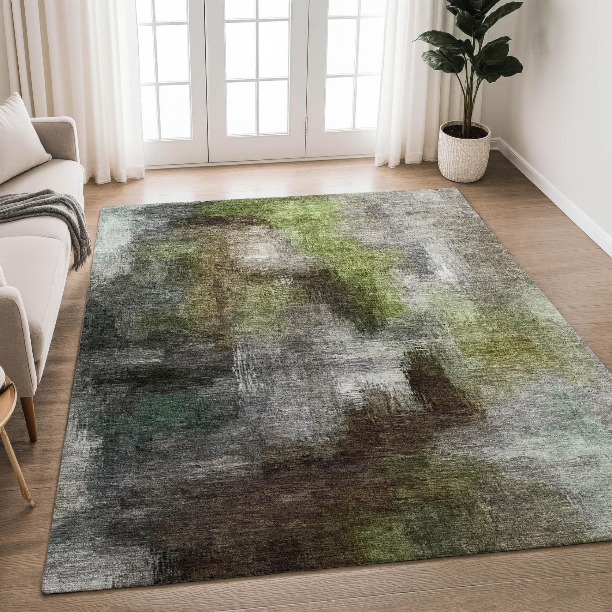 9' X 12' Taupe And Brown Abstract Washable Indoor Outdoor Area Rug Homeroots Outdoor